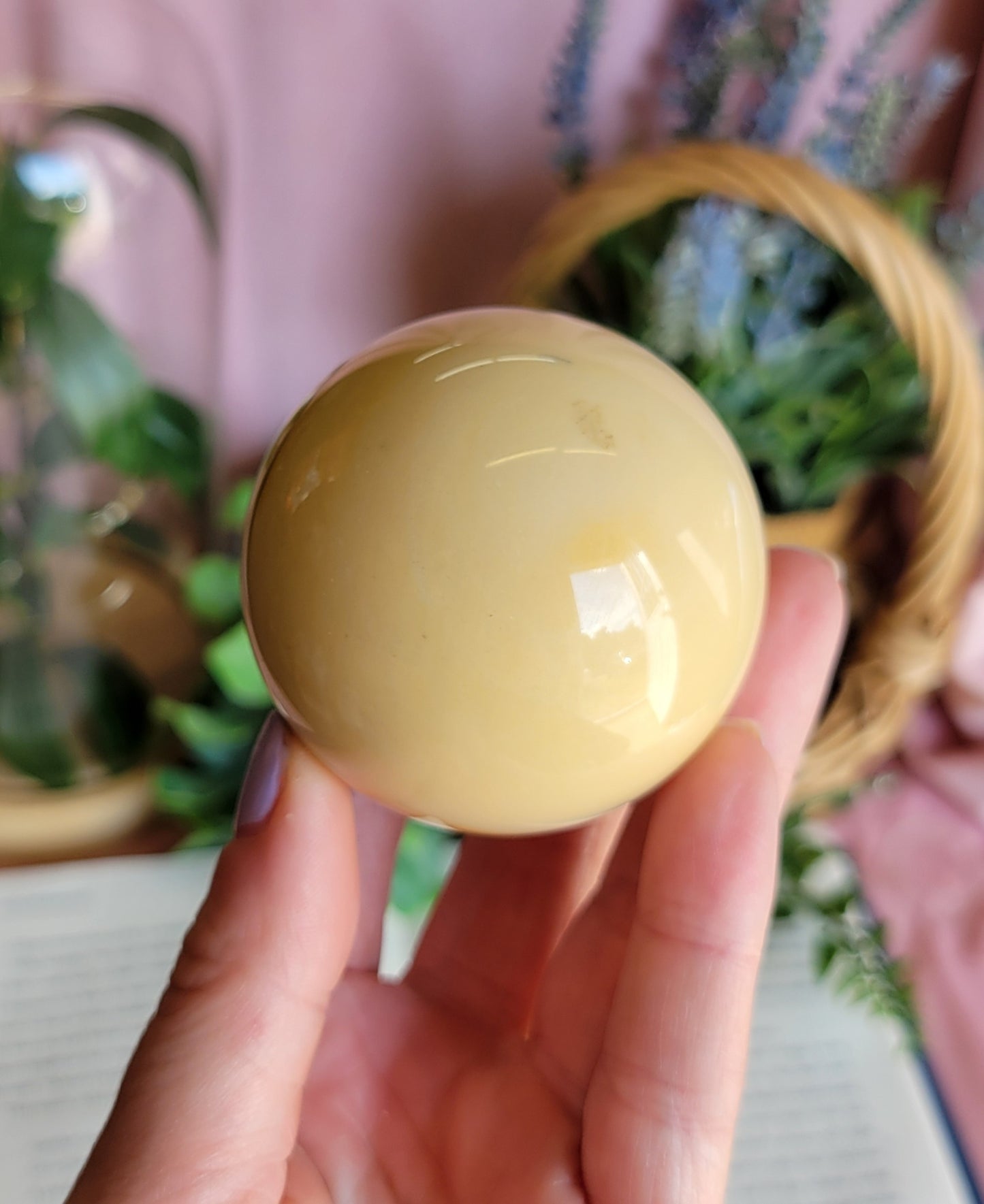 Sunny yellow Mookite Sphere 55mm