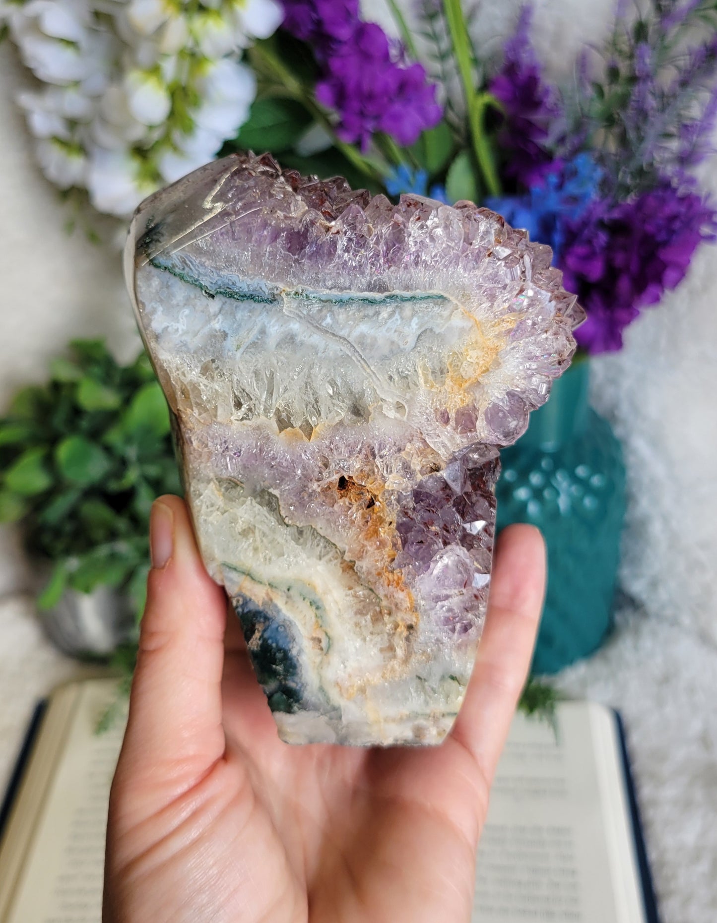 Purple amethyst red hematite statement piece