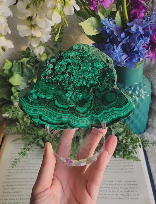 High quality druzy malachite slab
