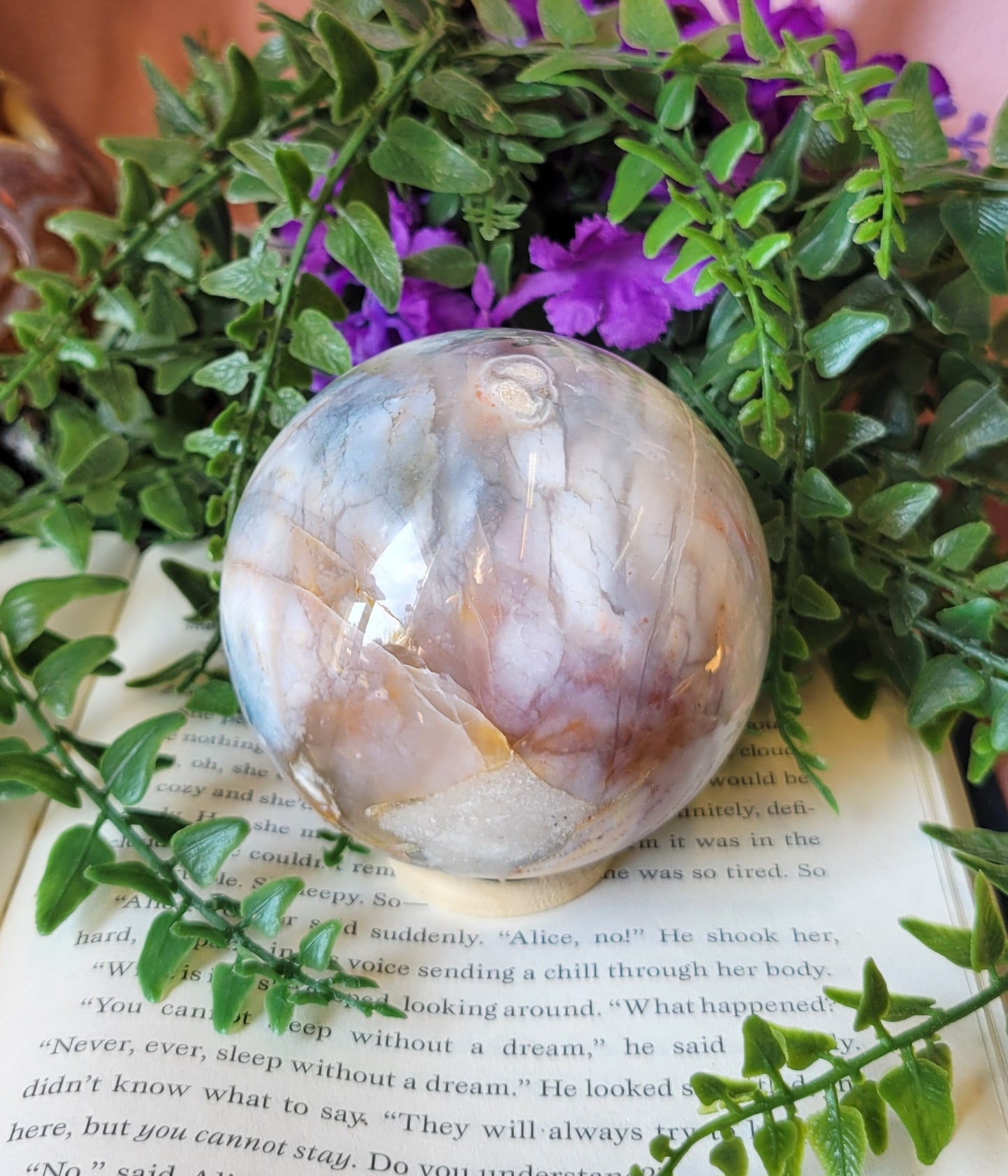 Druzy 75mm petrified wood sphere