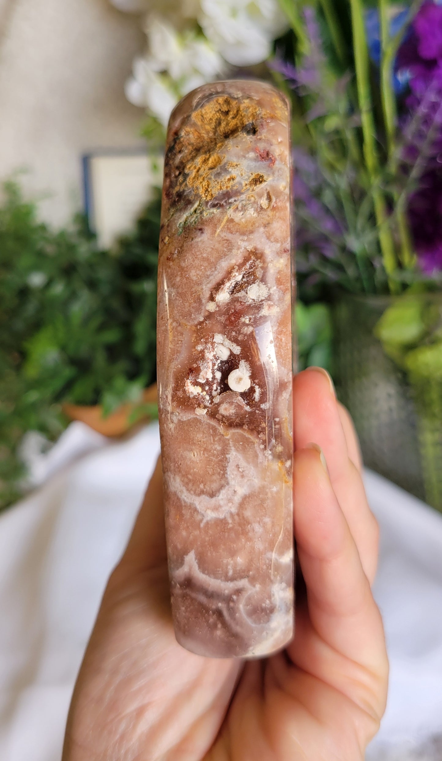 Druzy Brazil pink amethyst heart
