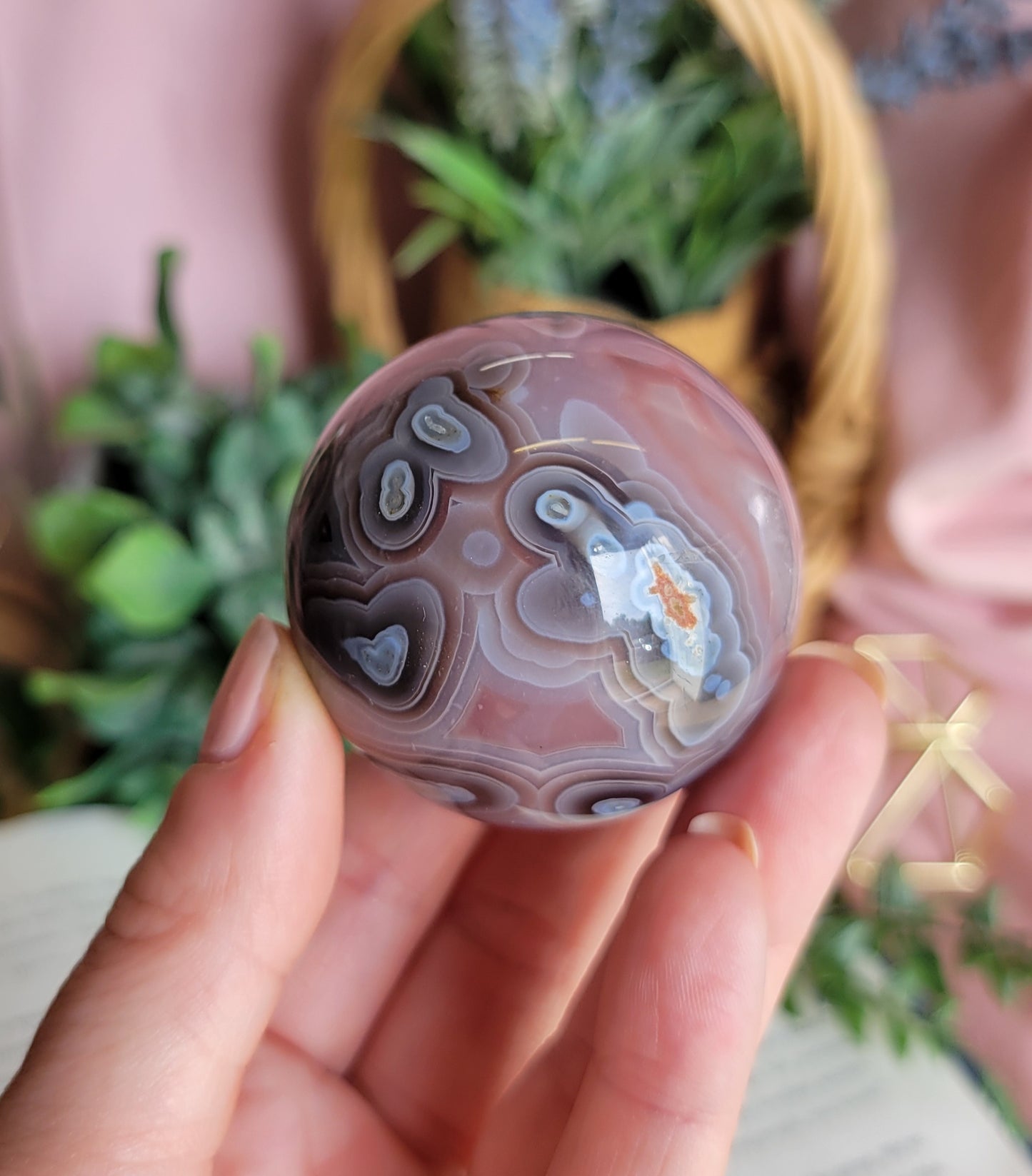 46mm HQ swazi agate sphere