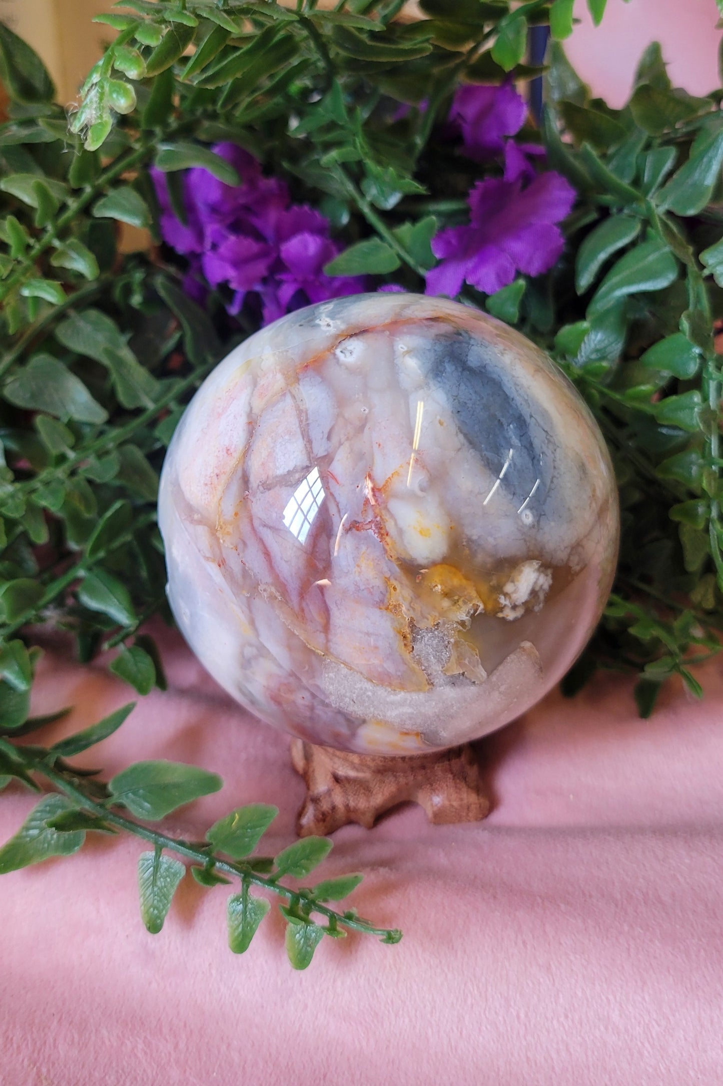 Druzy 75mm petrified wood sphere
