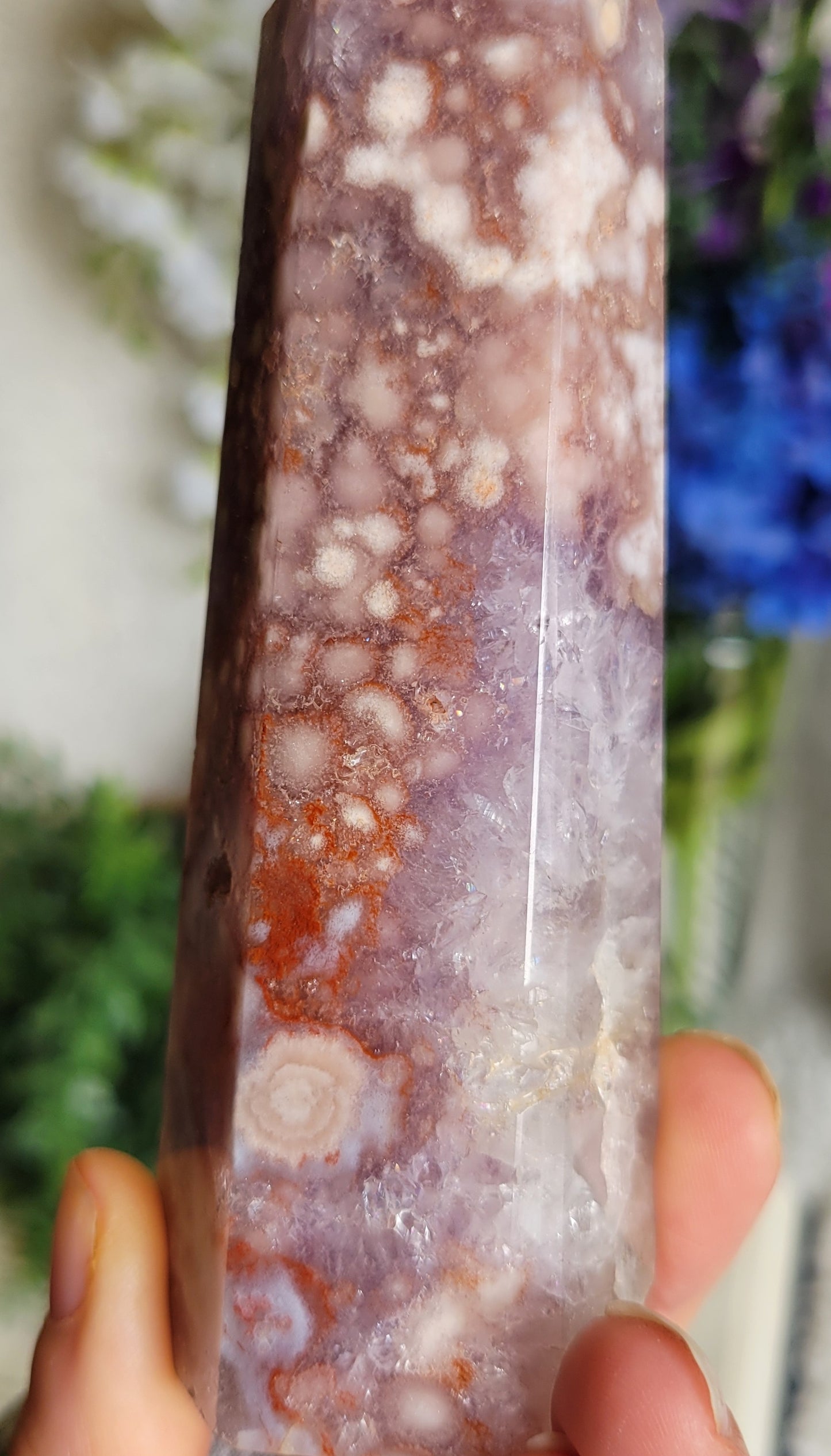 High quality pink amethyst tower