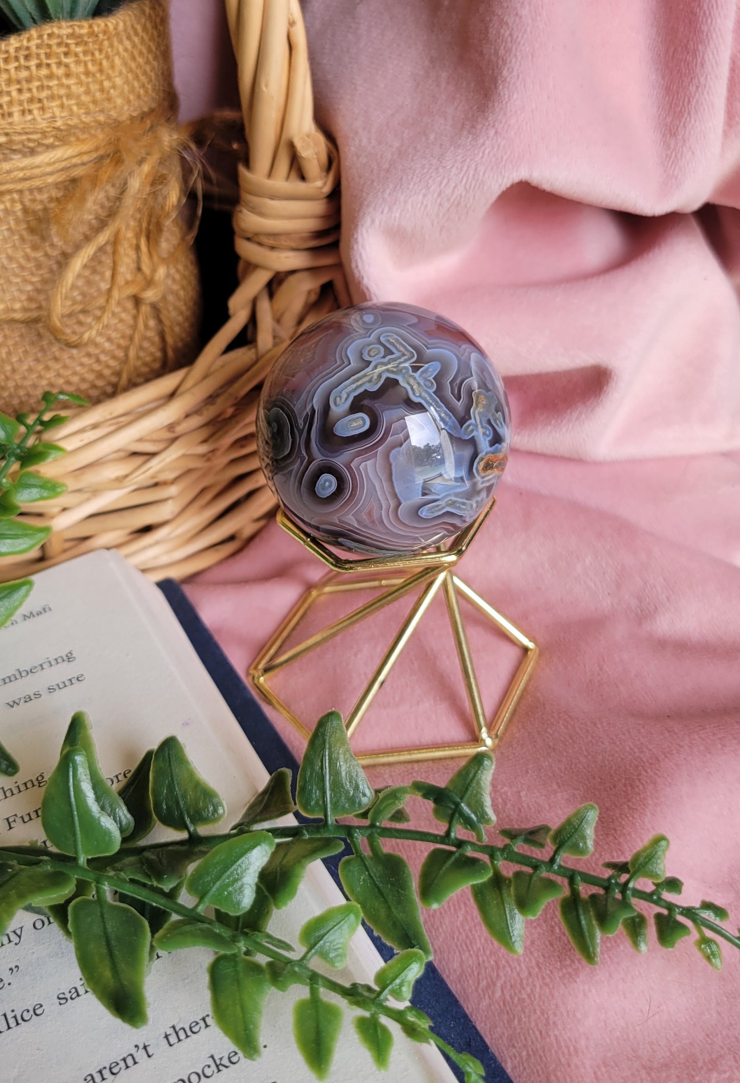 46mm HQ swazi agate sphere