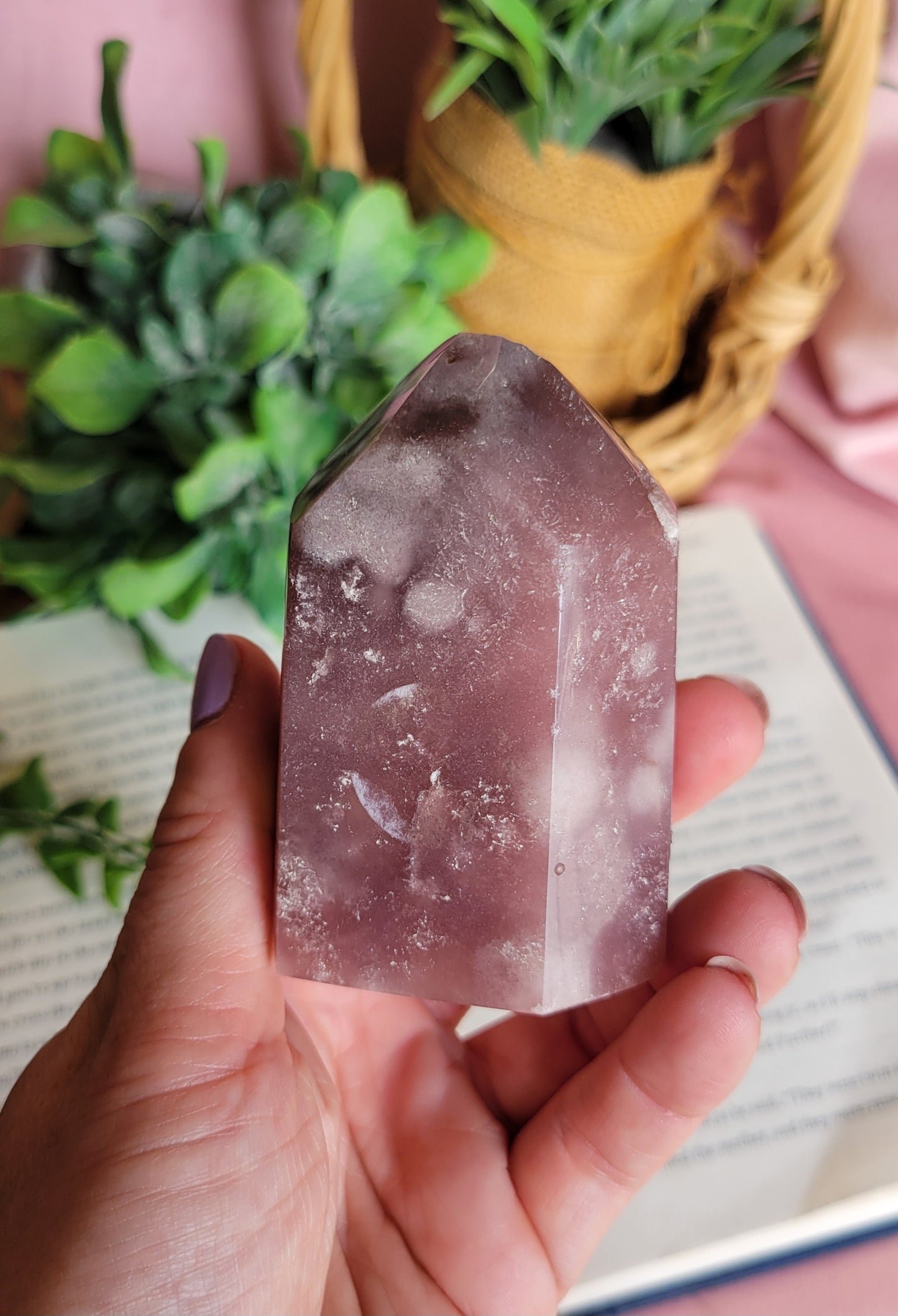 Druzy pink amethyst tower