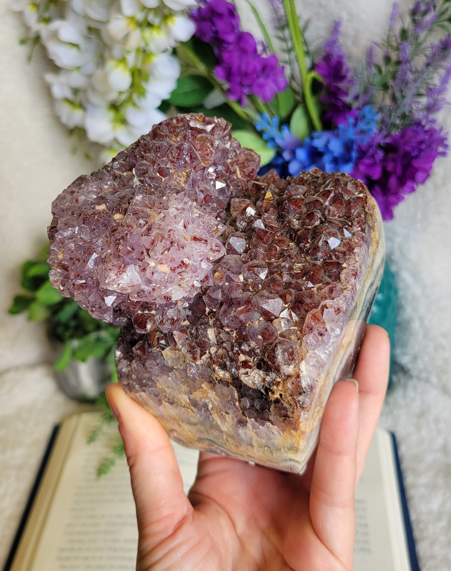 Purple amethyst red hematite statement piece