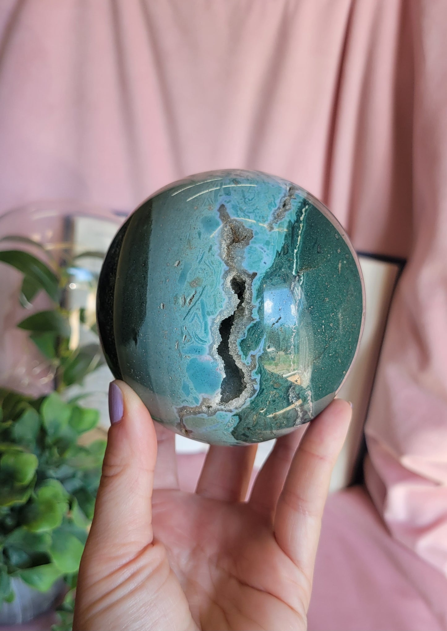 90mm Druzy Sea Jasper sphere