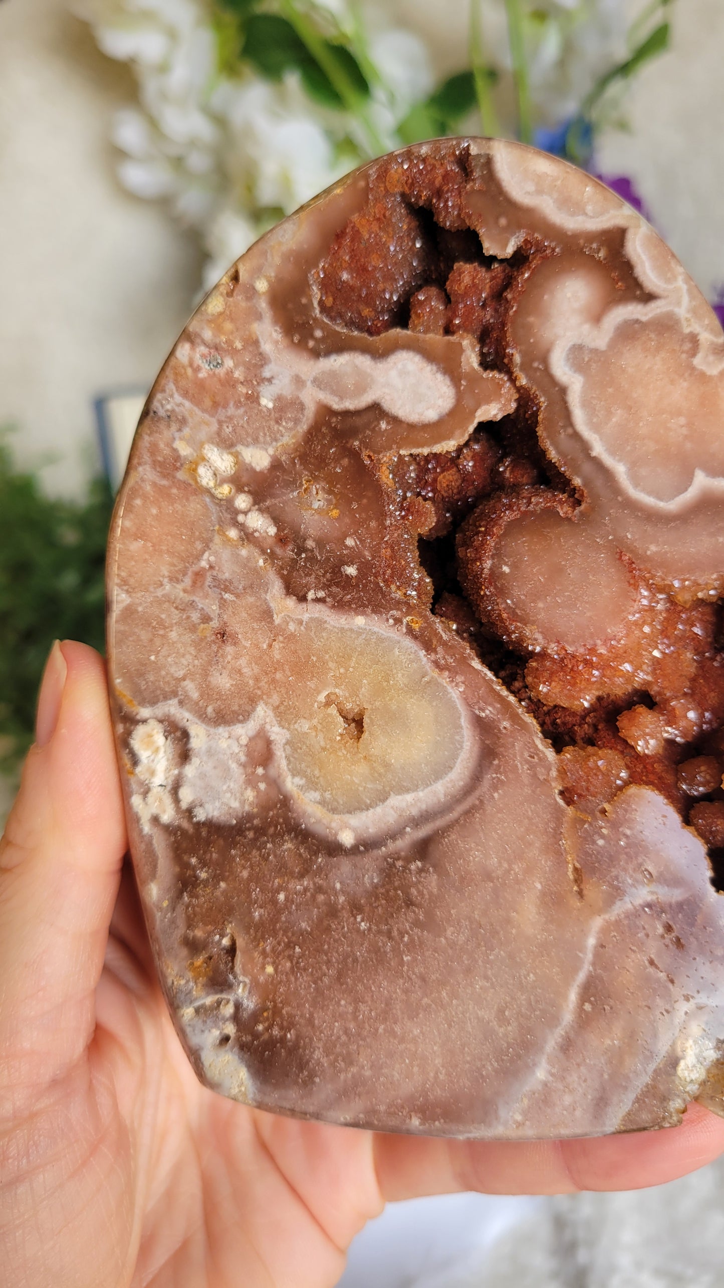 Druzy Brazil pink amethyst heart