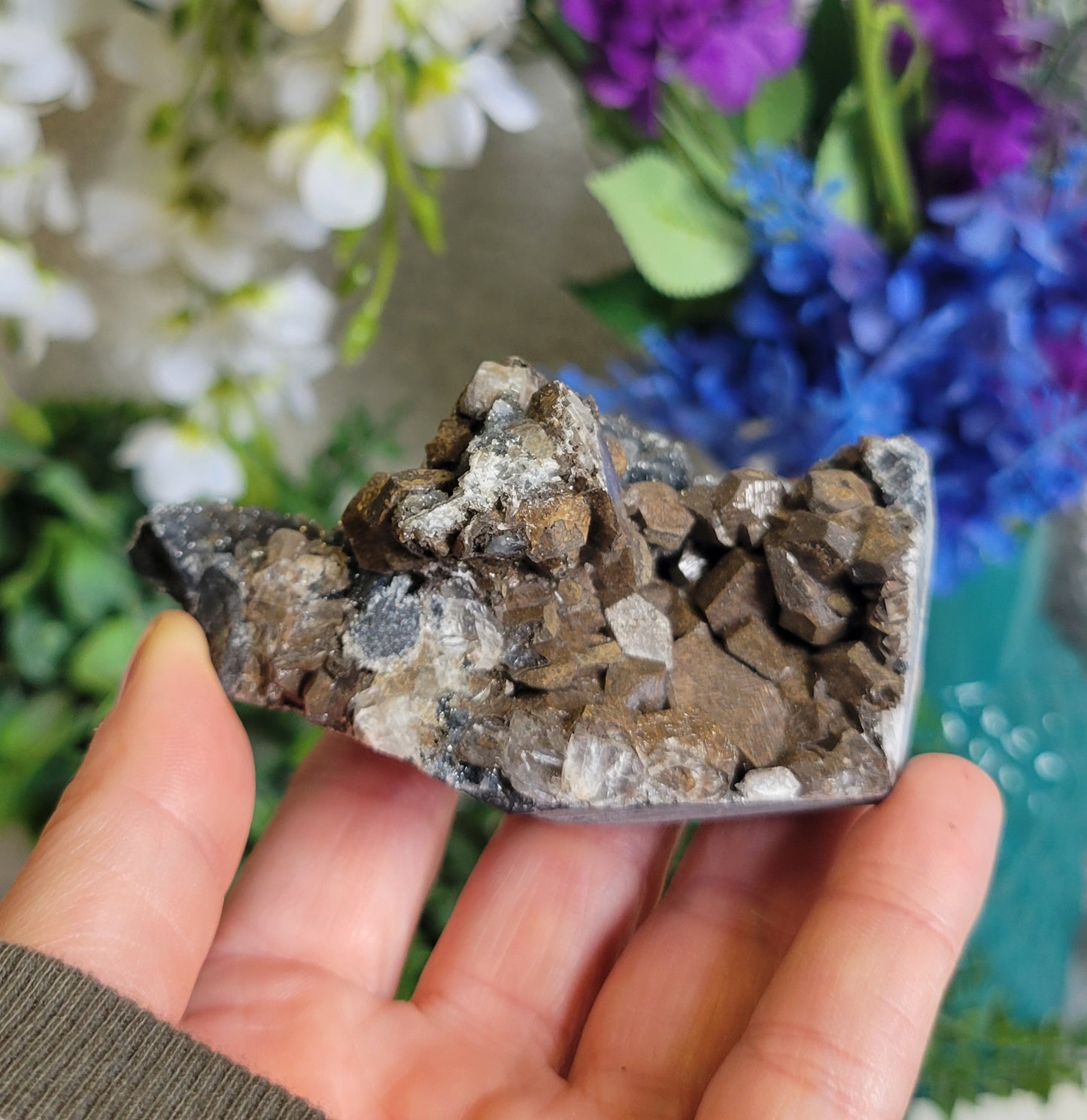 Black calcite druzy chalcedony specimen
