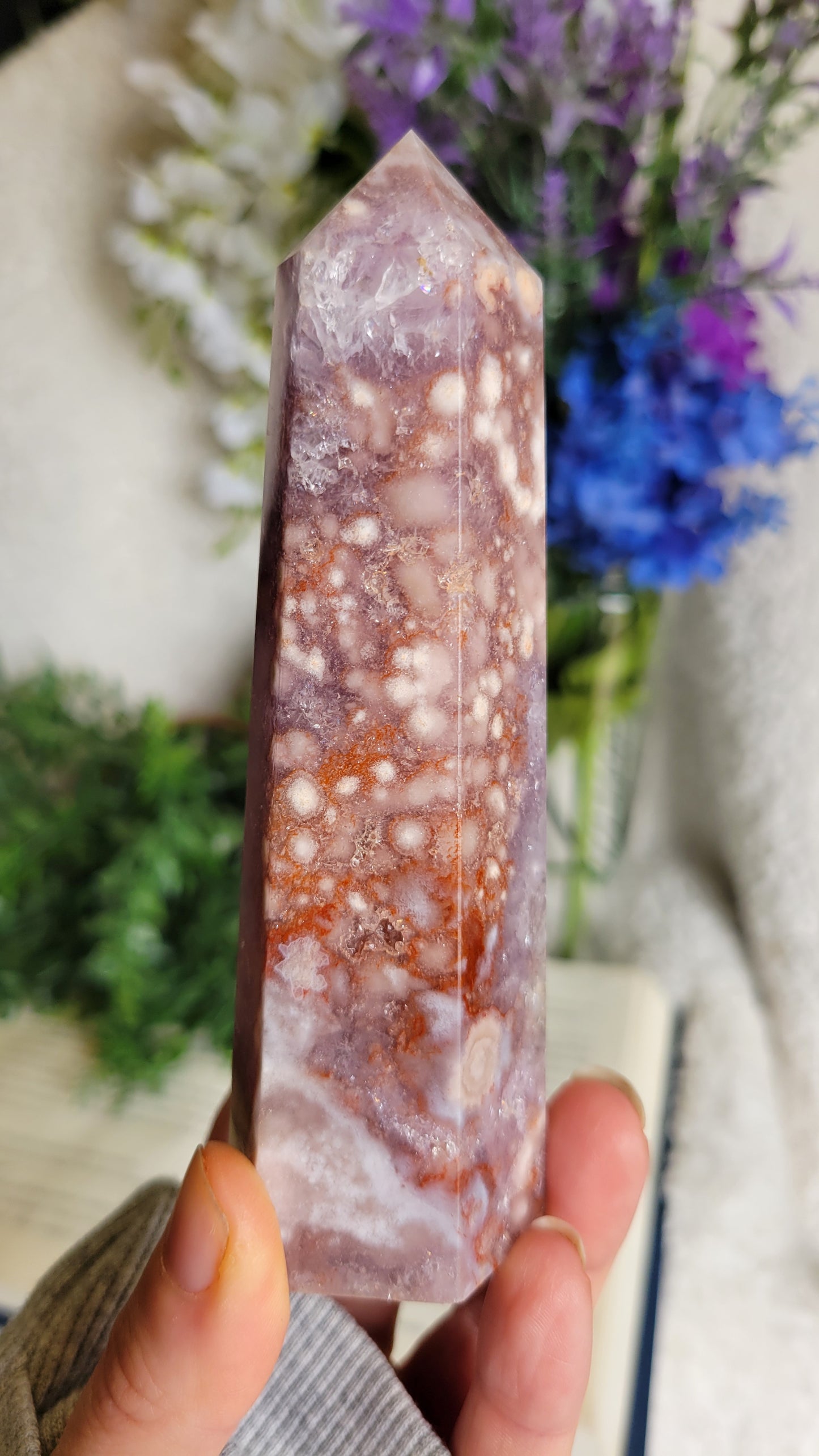 High quality pink amethyst tower