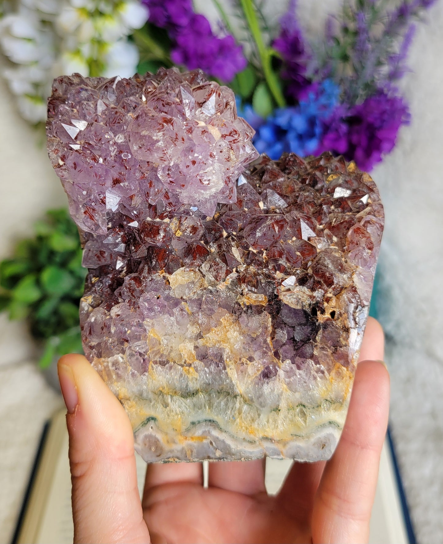 Purple amethyst red hematite statement piece
