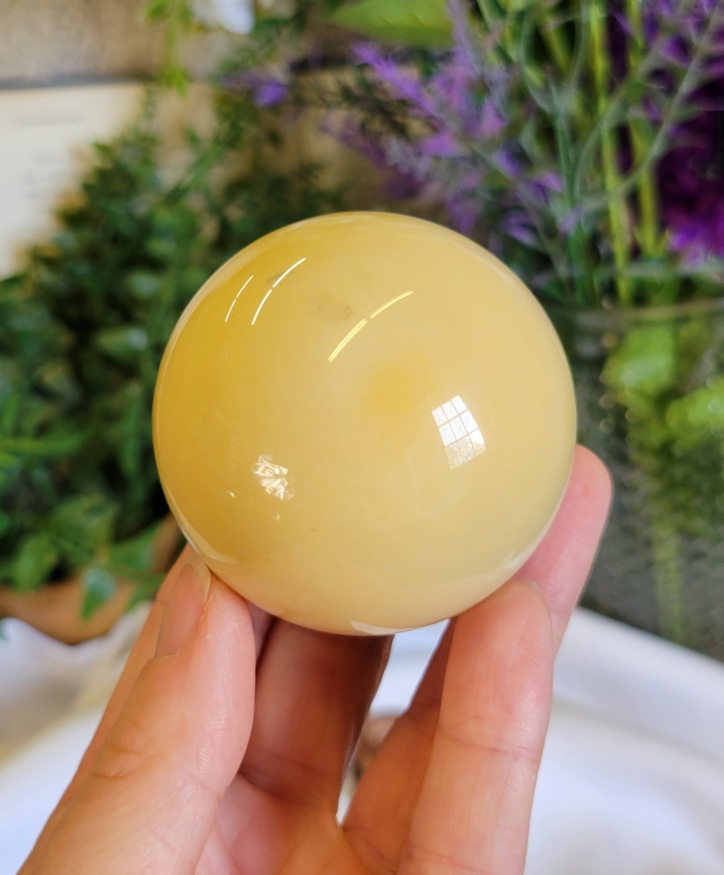 Sunny yellow Mookite Sphere 55mm