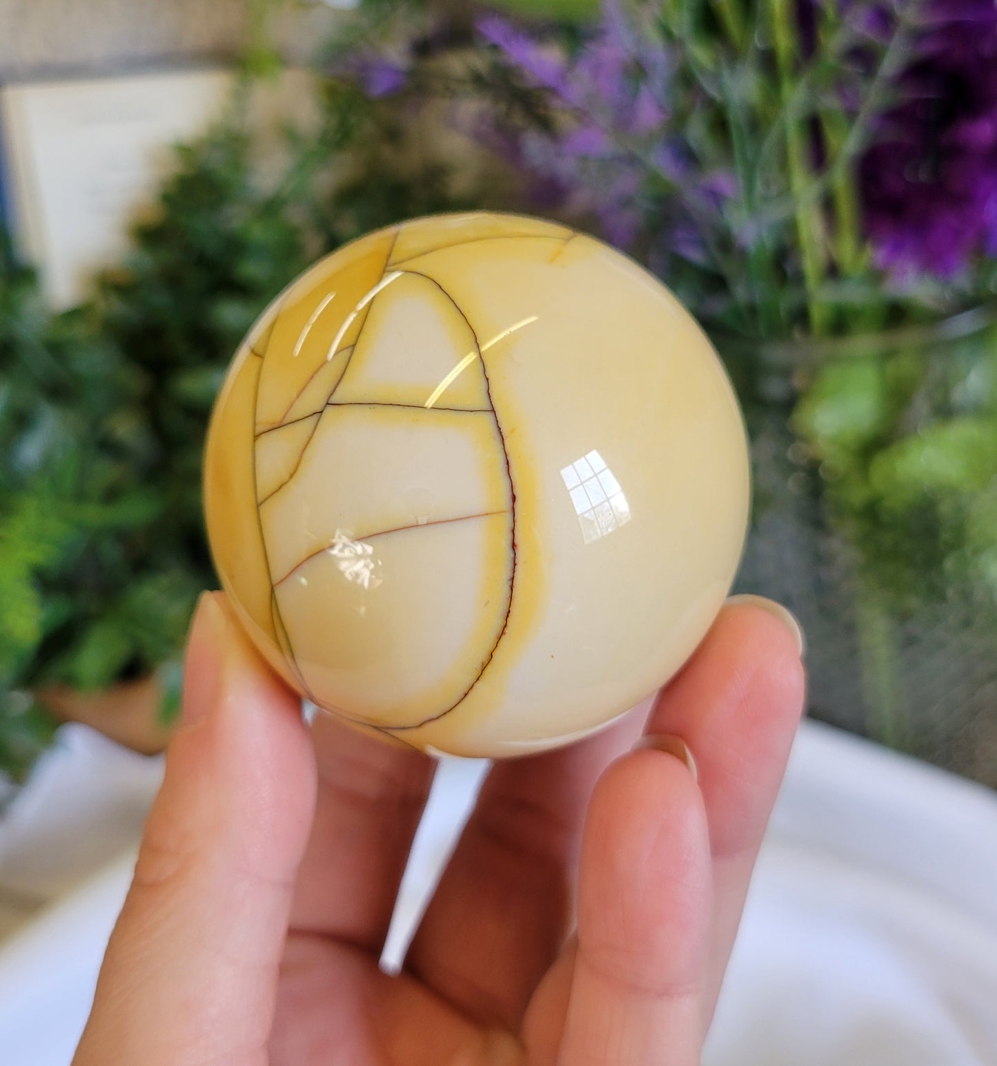 Sunny yellow Mookite Sphere 55mm