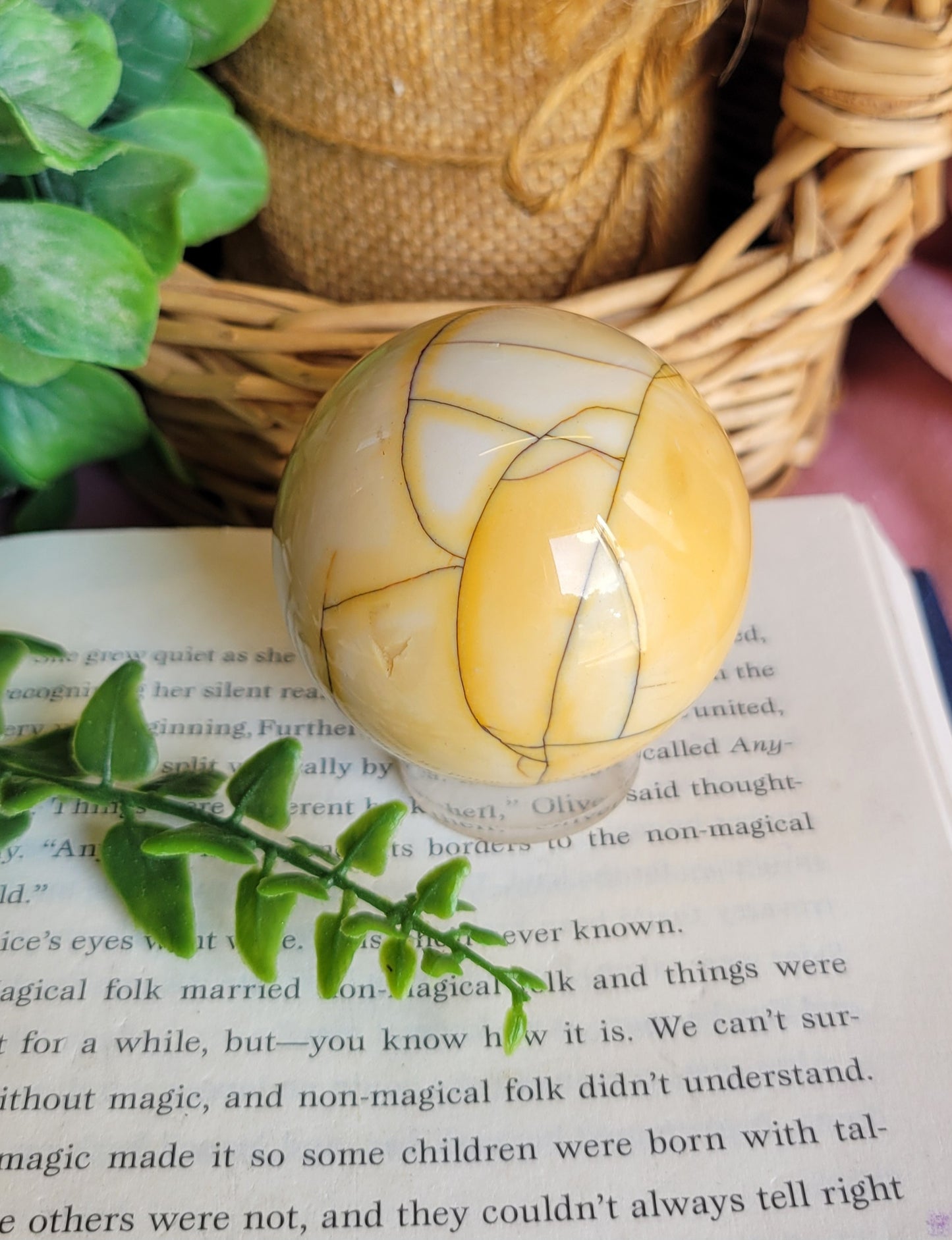 Sunny yellow Mookite Sphere 55mm