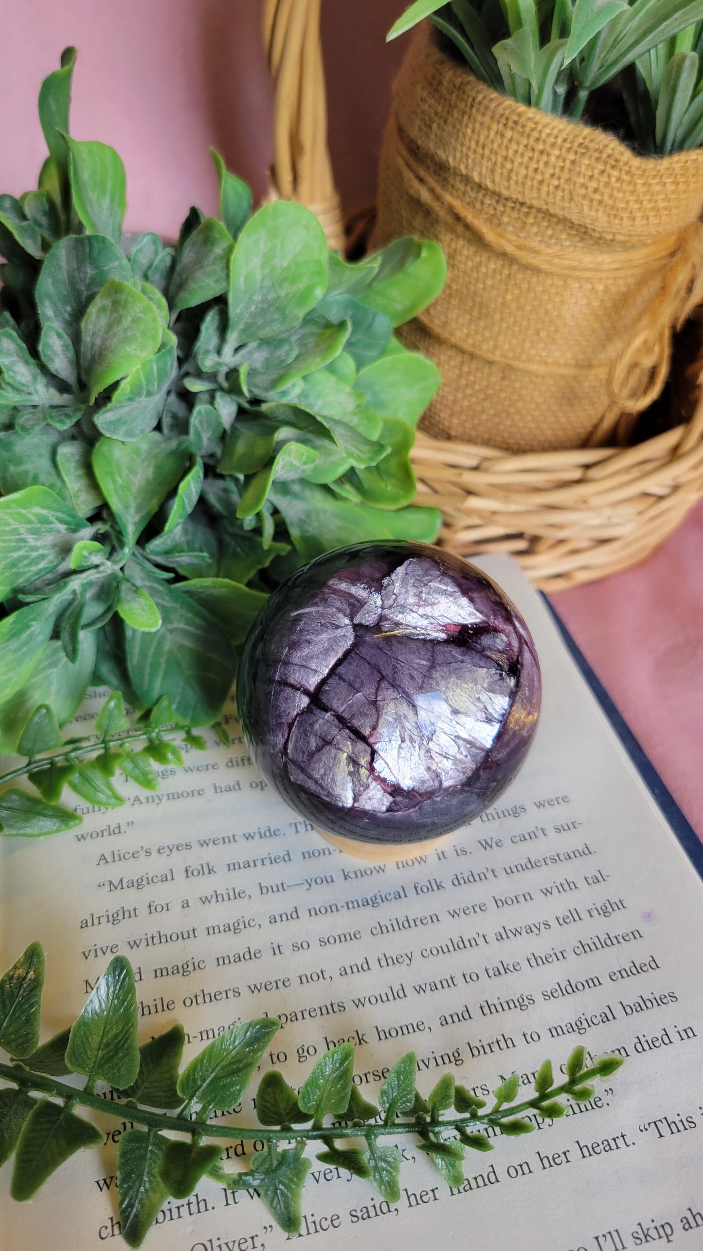 Gem lepidolite sphere 59mm