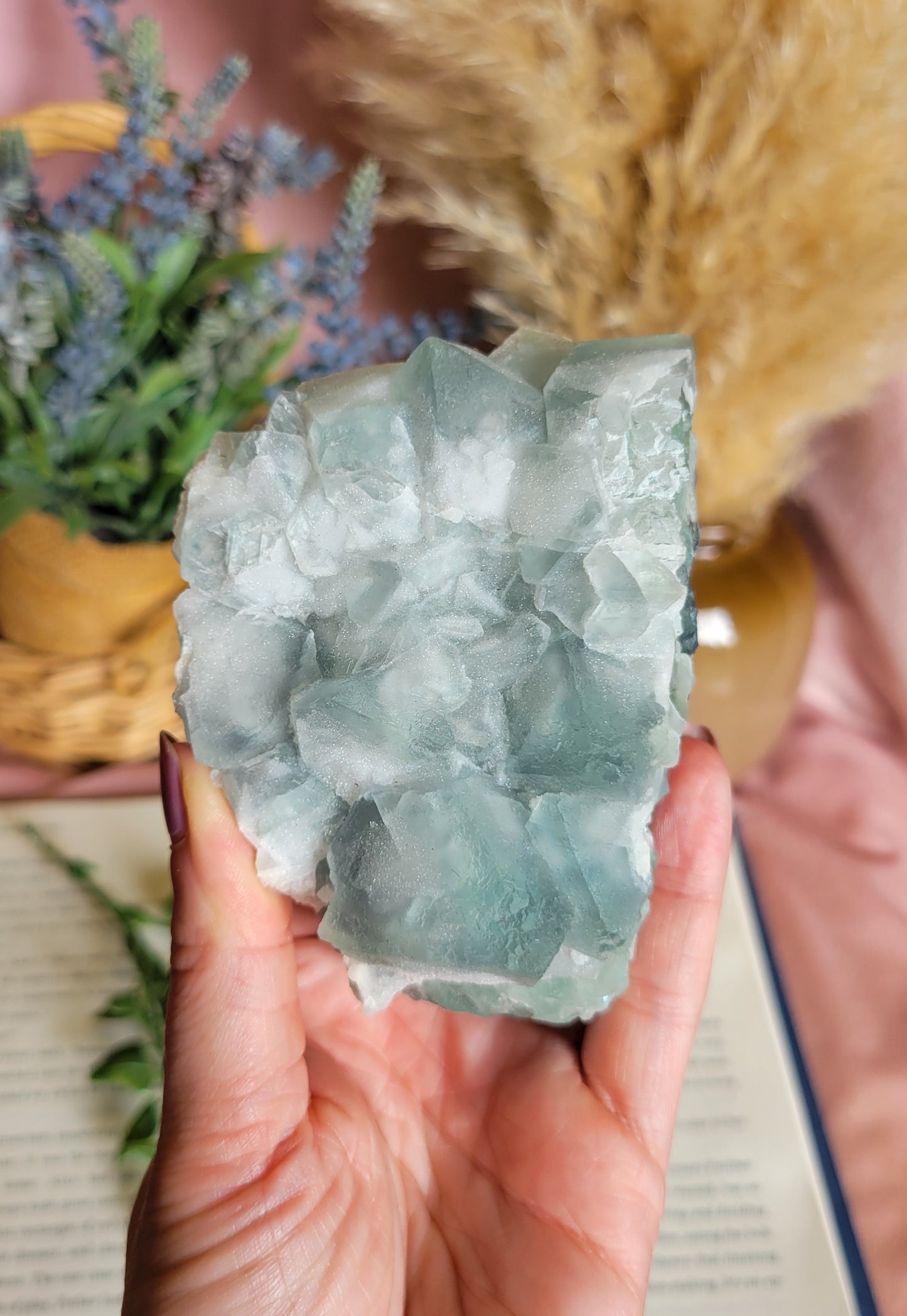 Blue/green sugary fluorite specimen