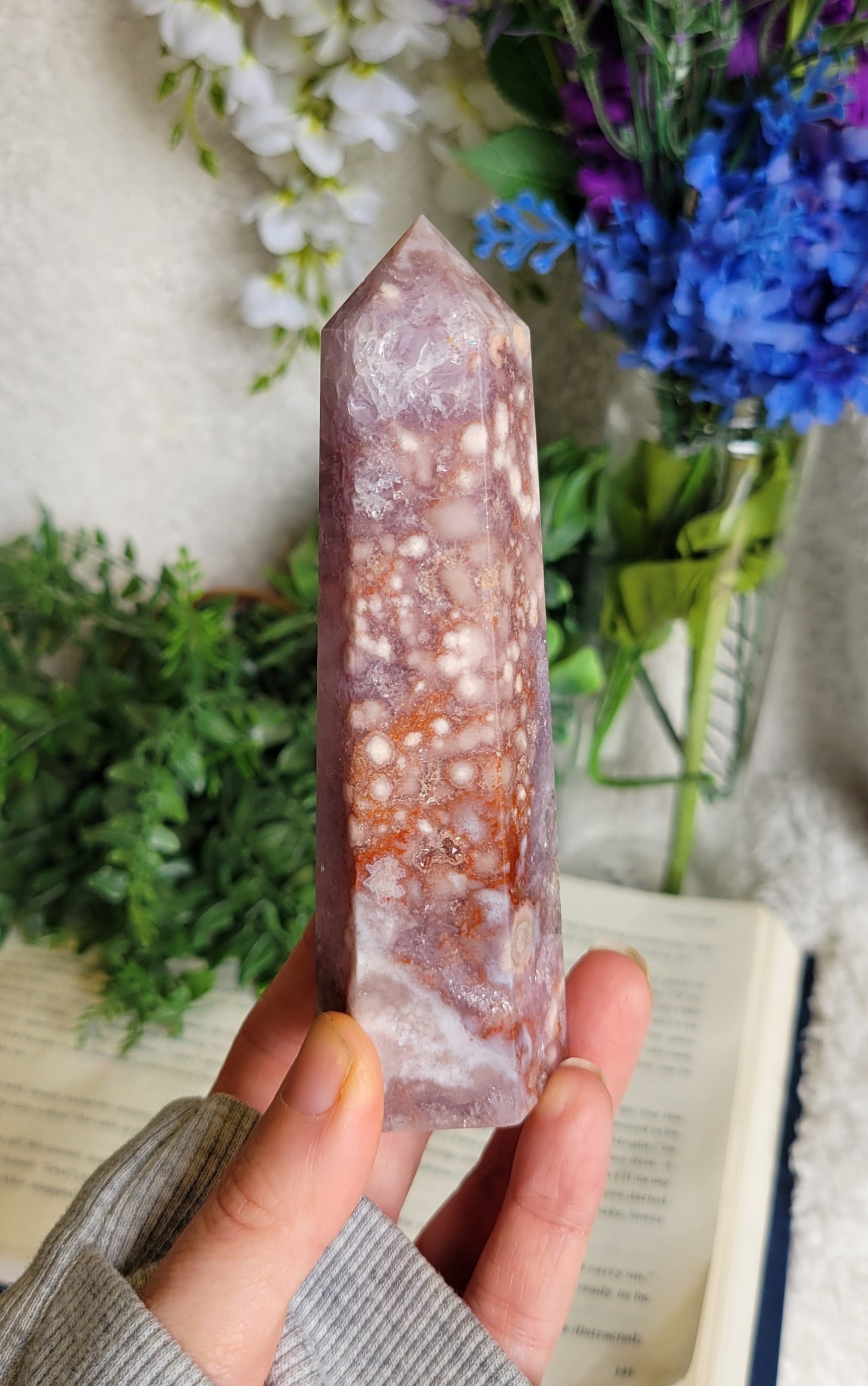 High quality pink amethyst tower