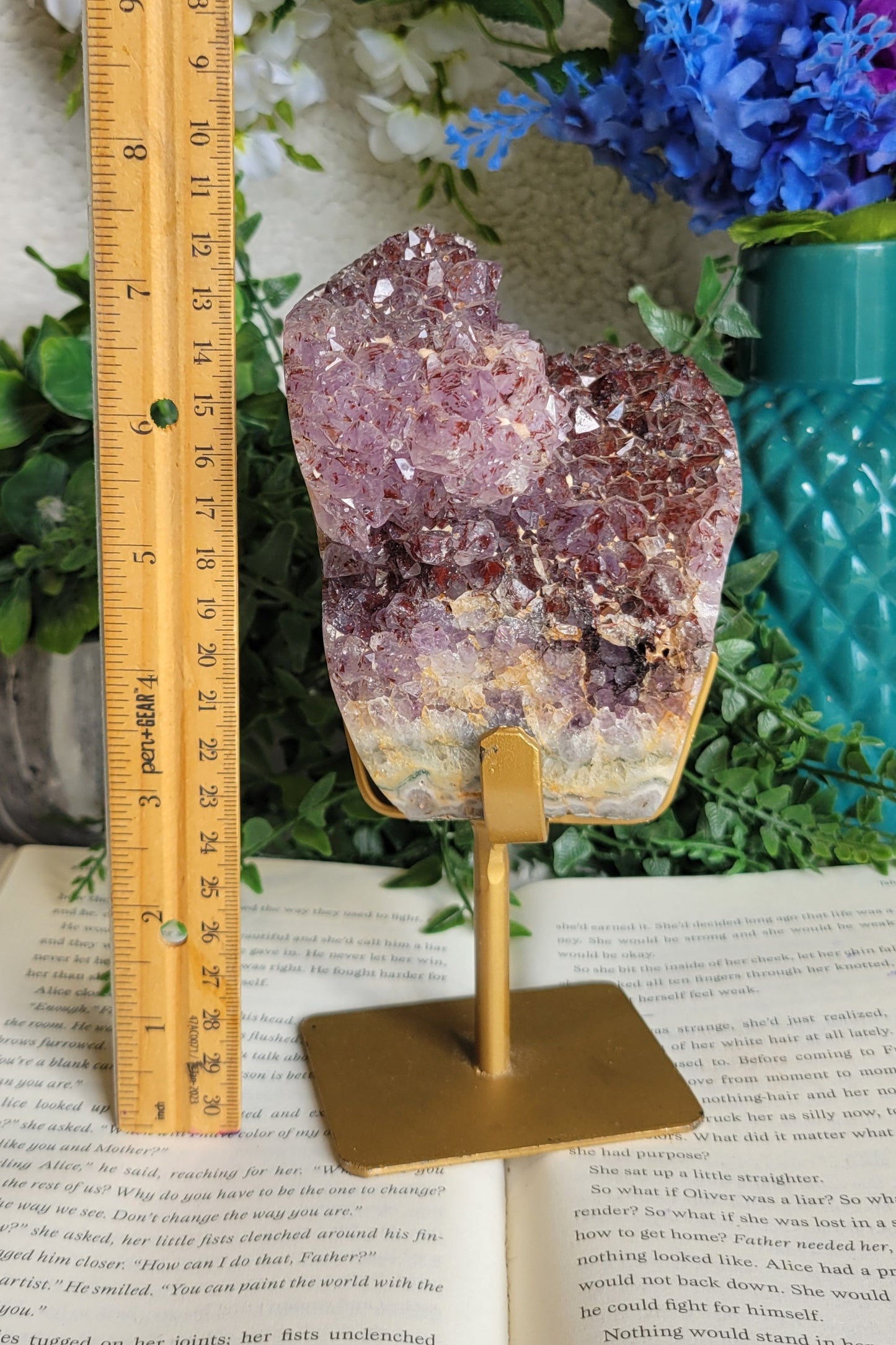 Purple amethyst red hematite statement piece