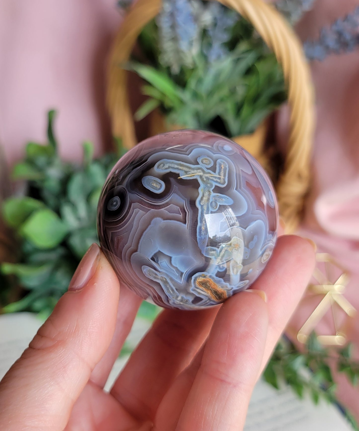 46mm HQ swazi agate sphere
