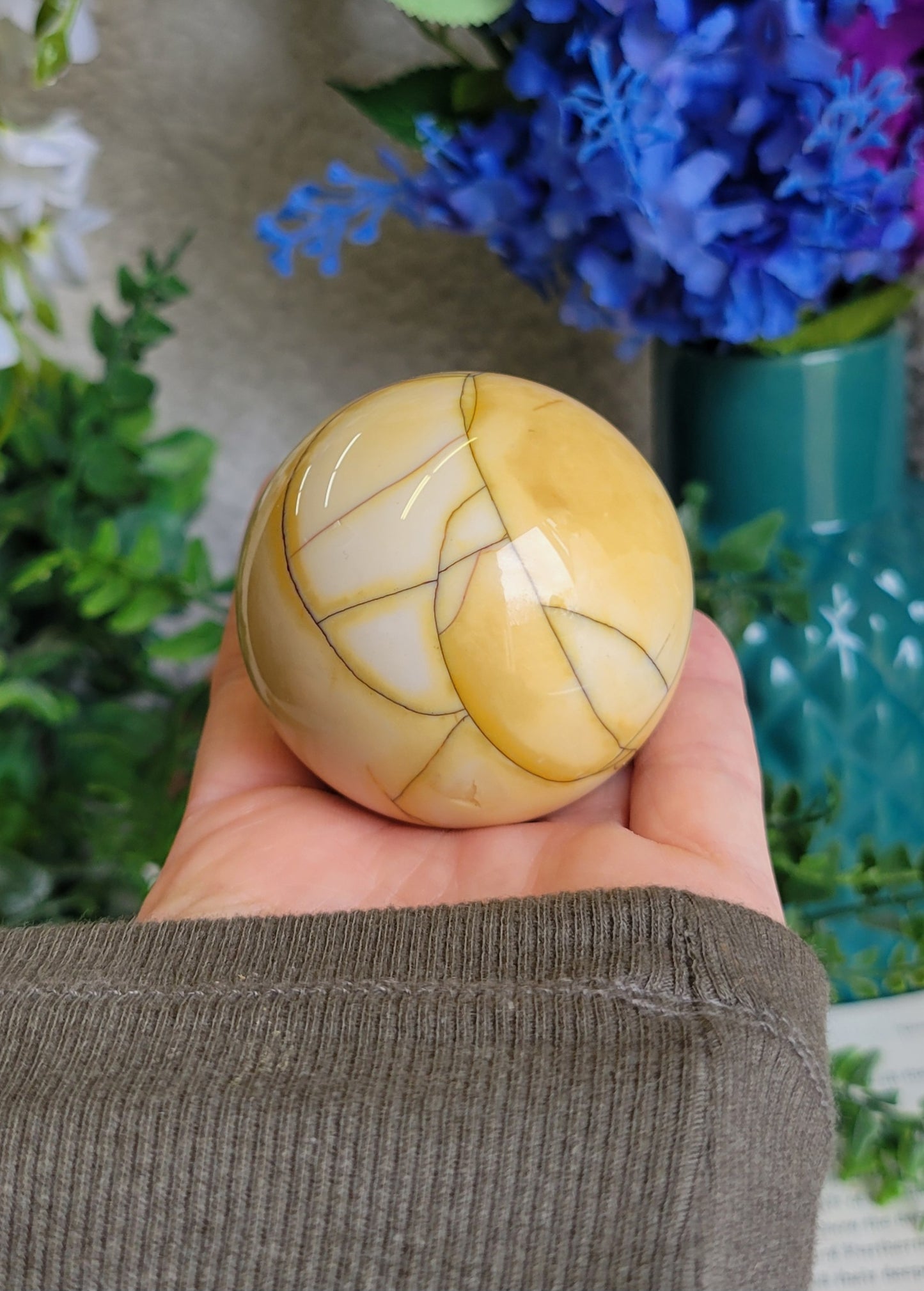 Sunny yellow Mookite Sphere 55mm