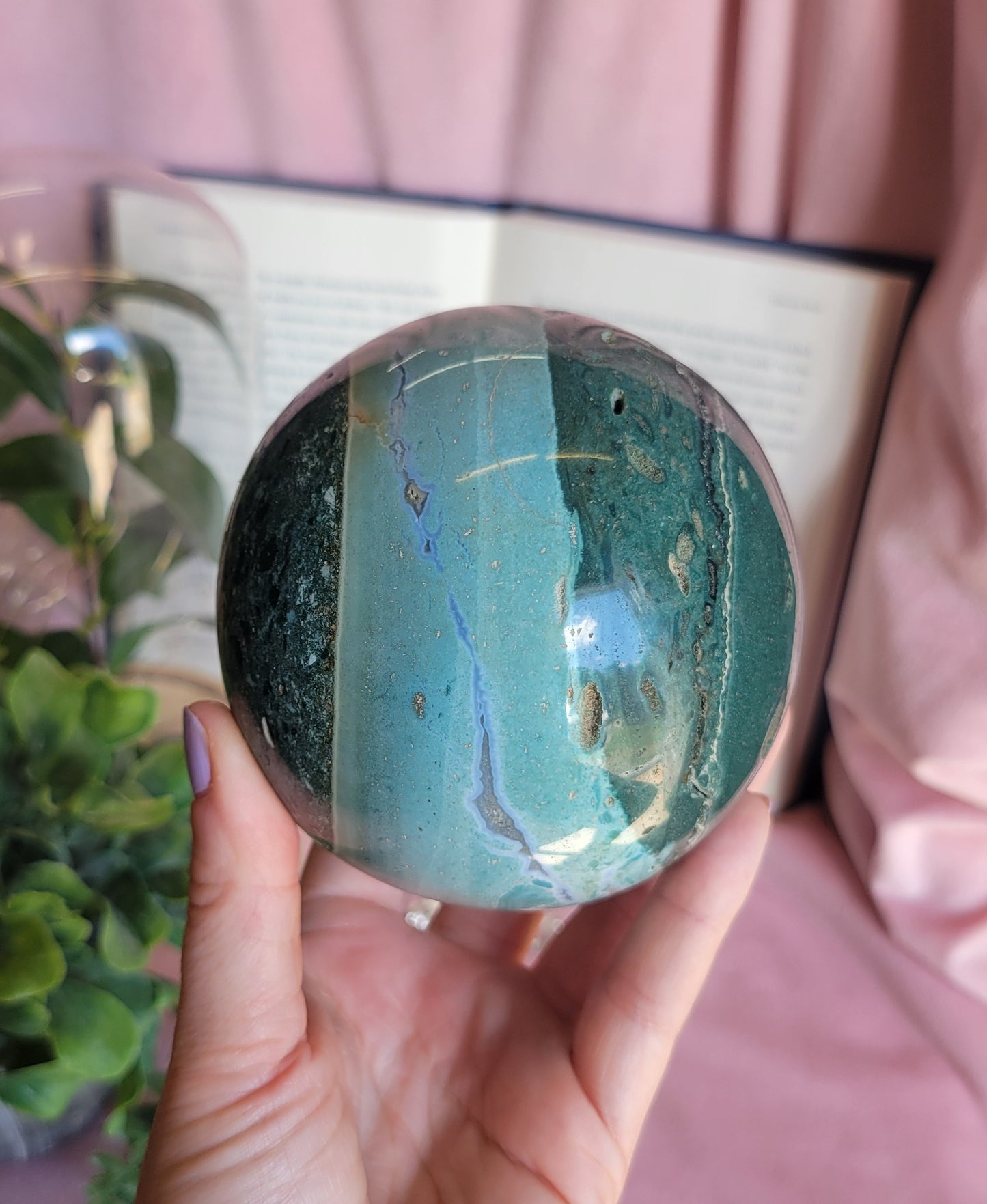 90mm Druzy Sea Jasper sphere