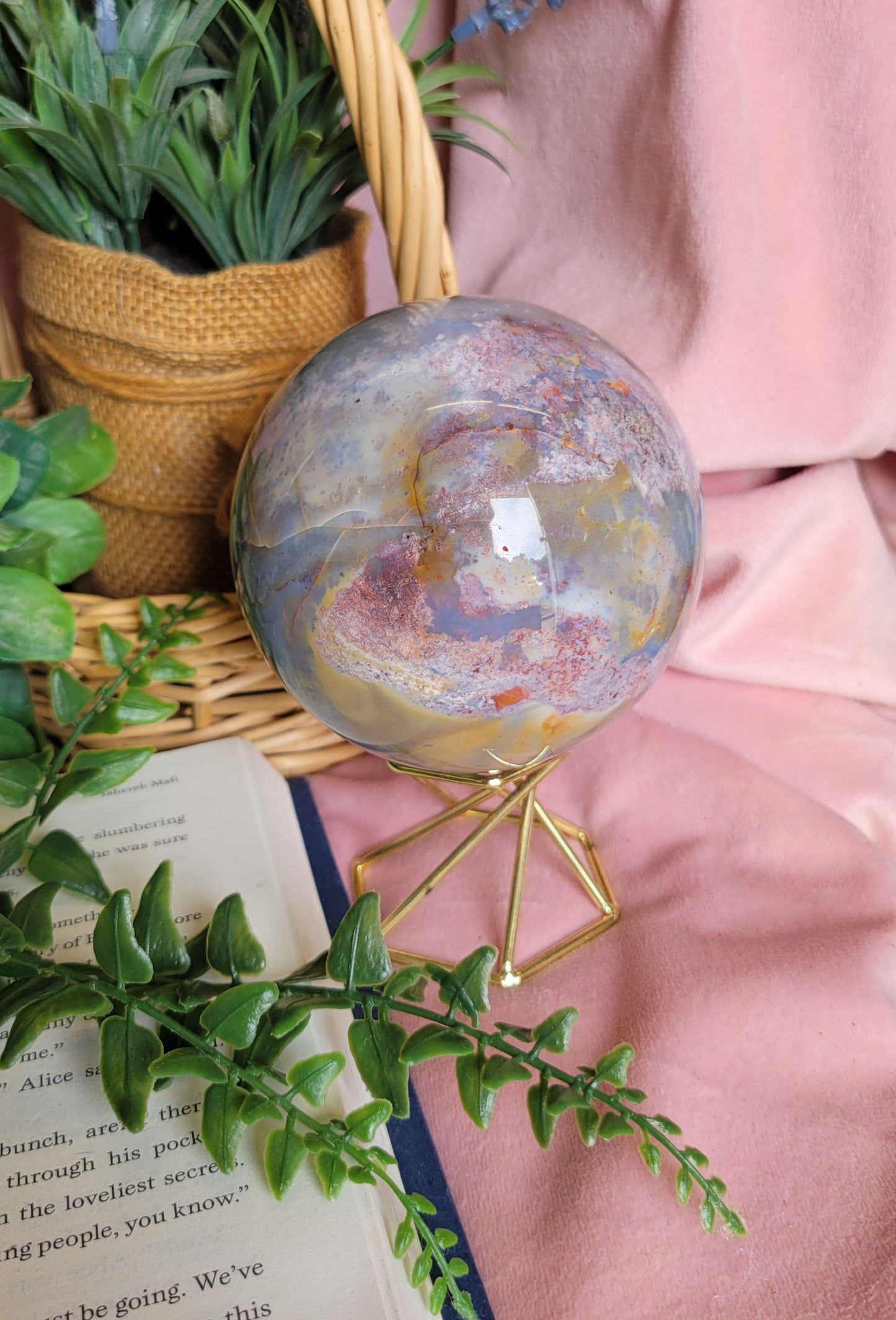 89mm Pastel Sea Jasper Sphere