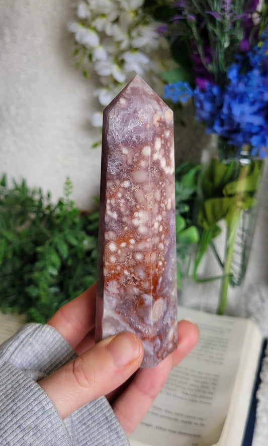 High quality pink amethyst tower