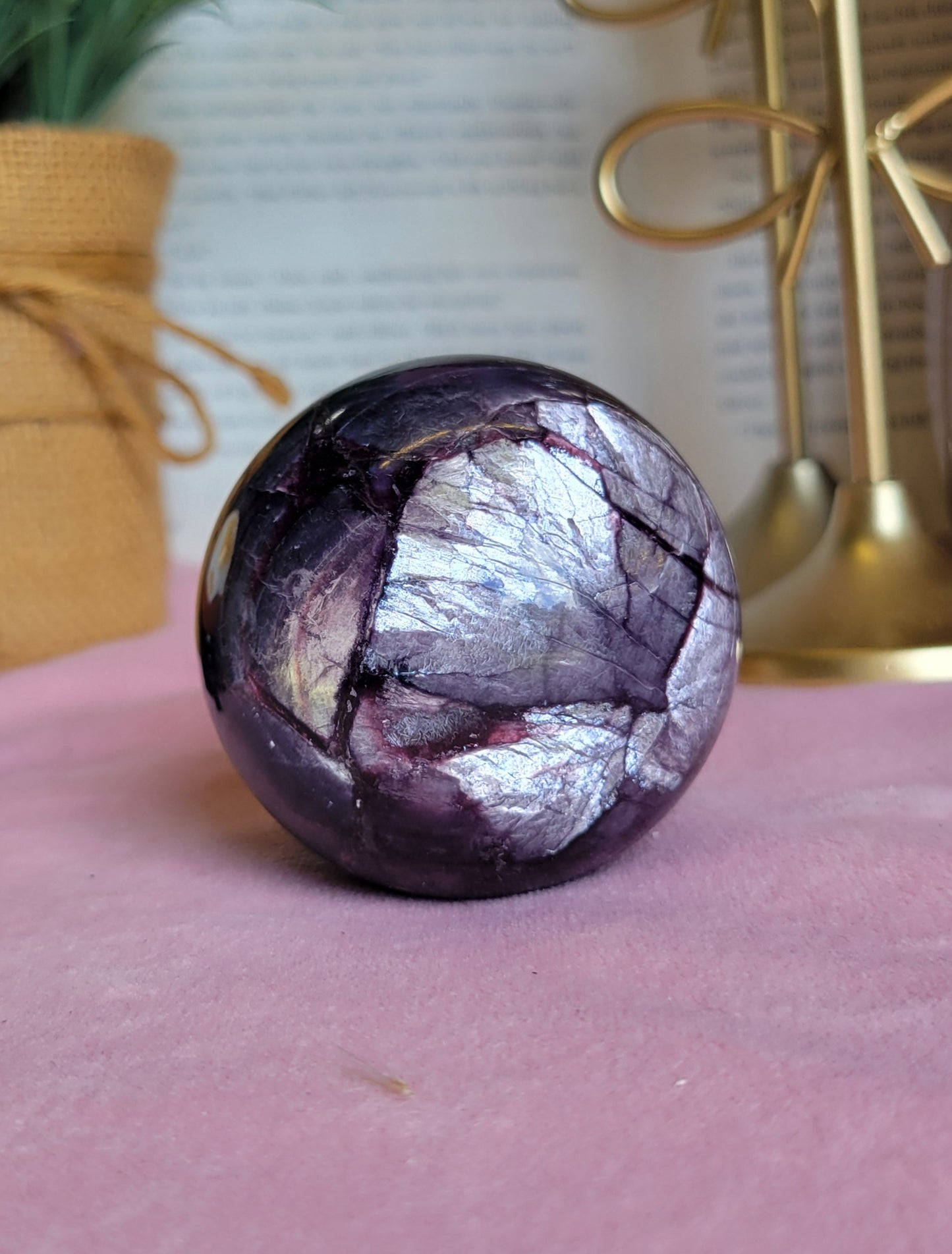 Gem lepidolite sphere 58mm