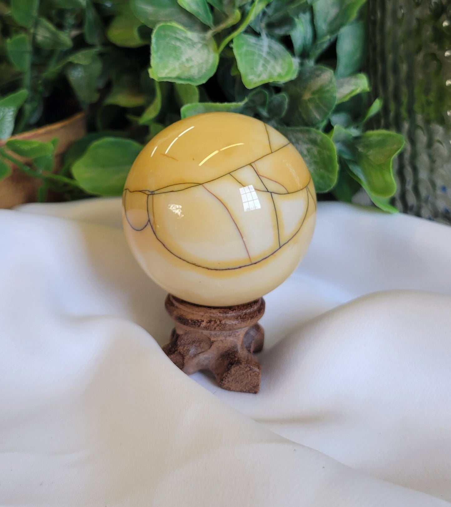 Sunny yellow Mookite Sphere 55mm