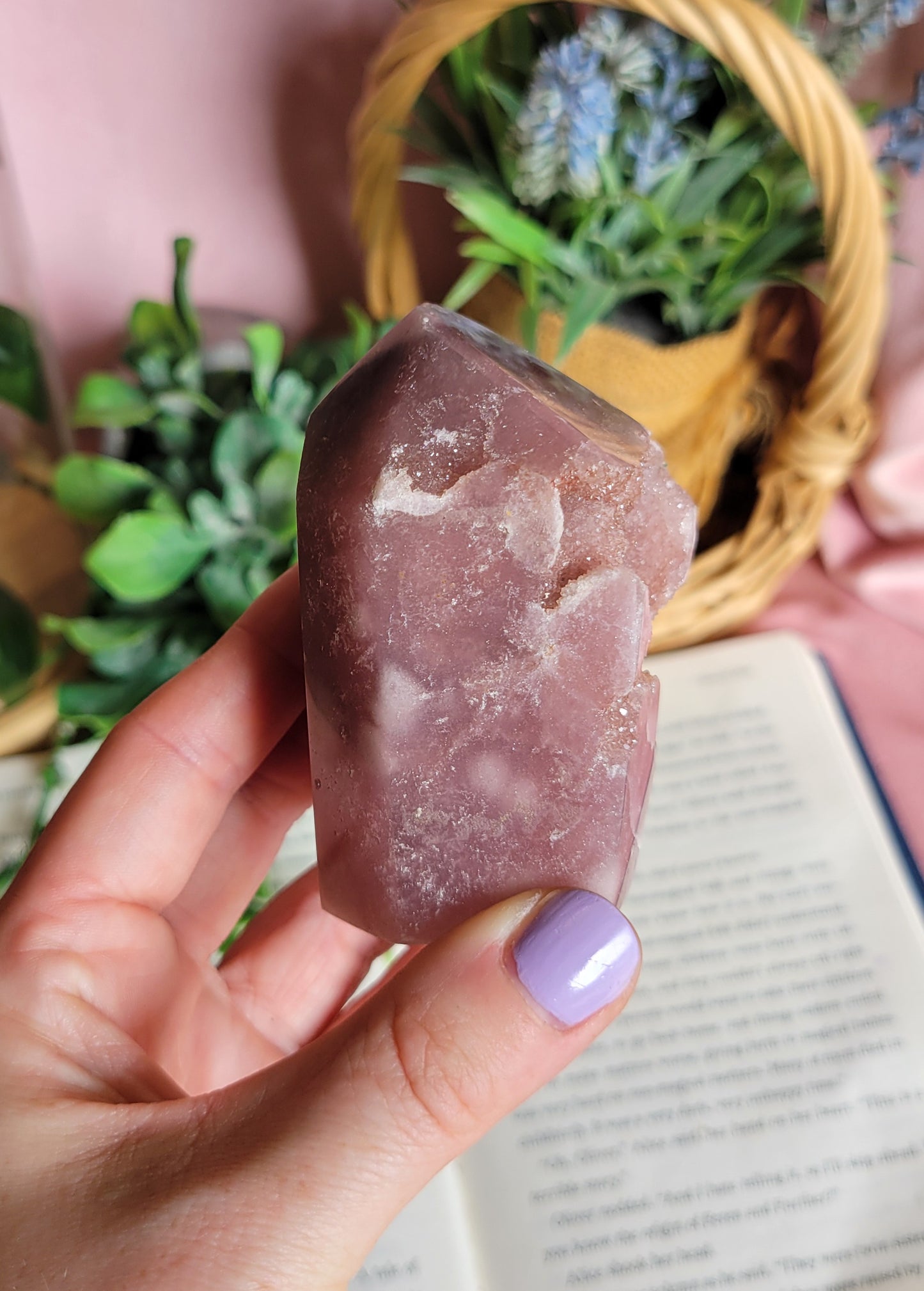 Druzy pink amethyst tower