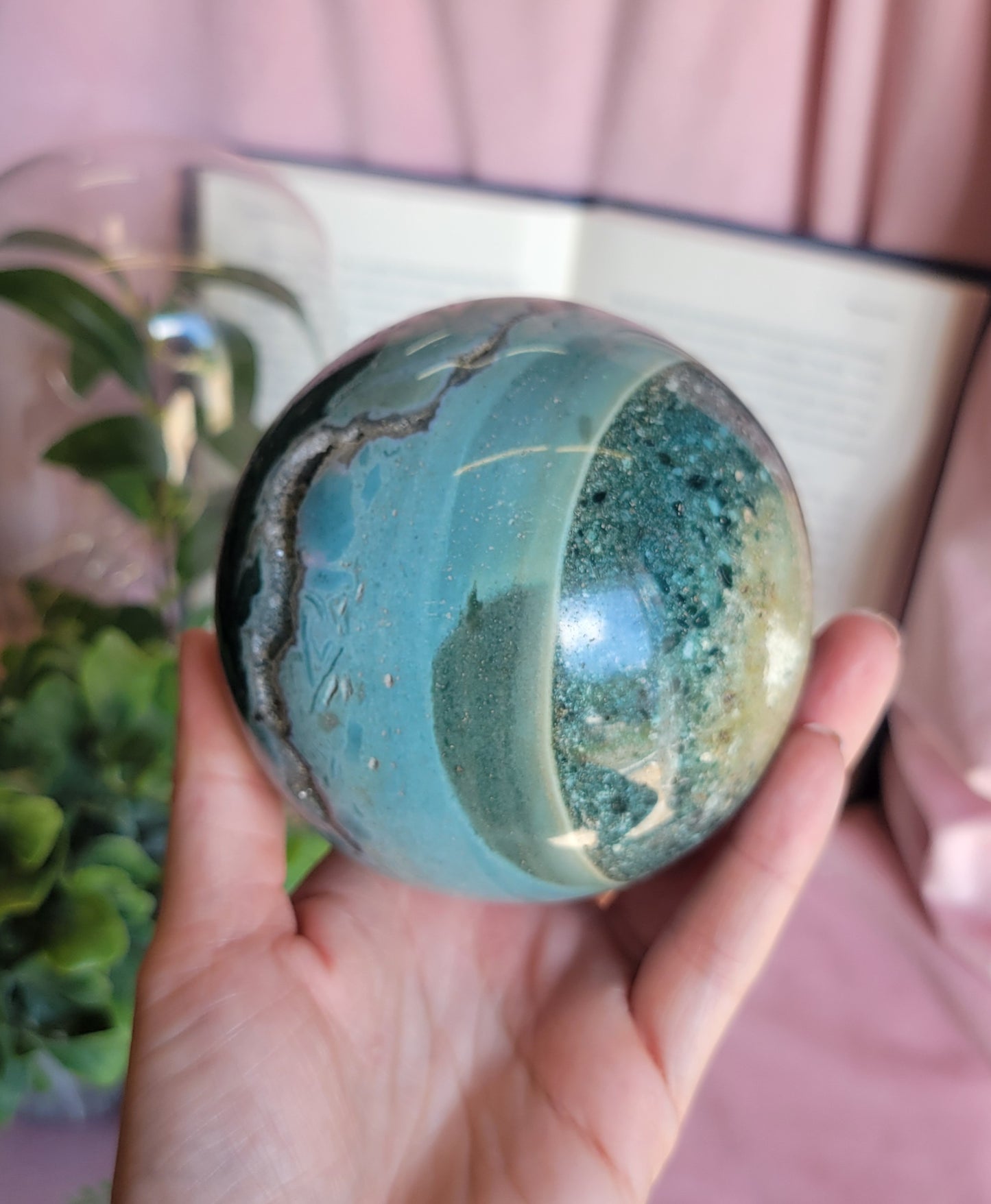 90mm Druzy Sea Jasper sphere