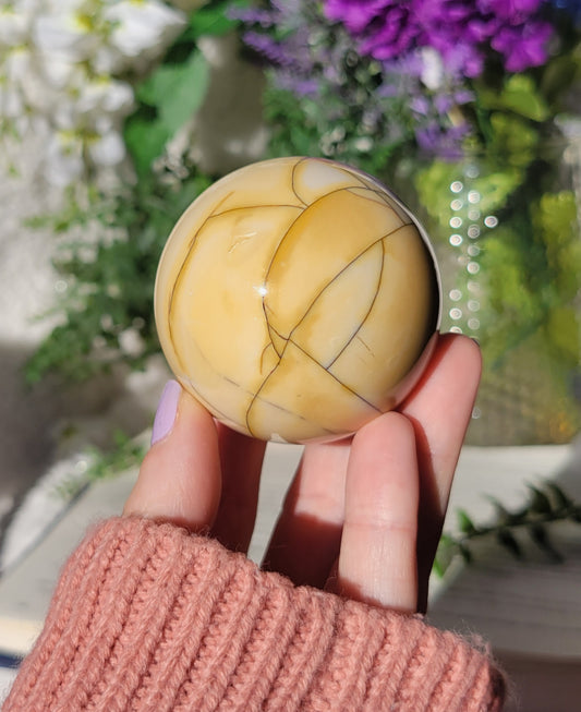 Sunny yellow Mookite Sphere 55mm