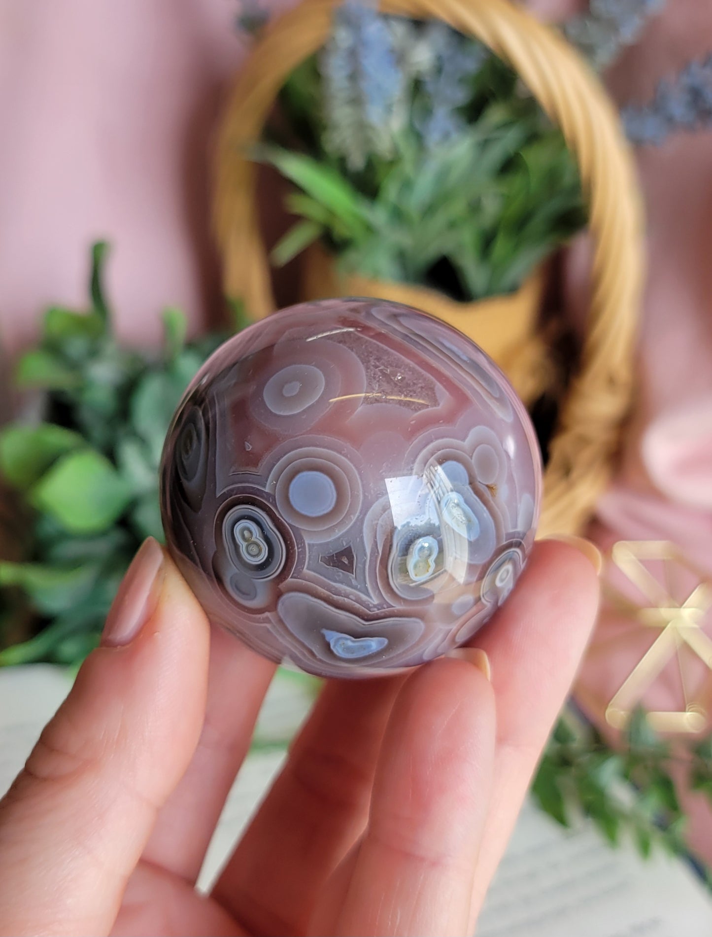 46mm HQ swazi agate sphere