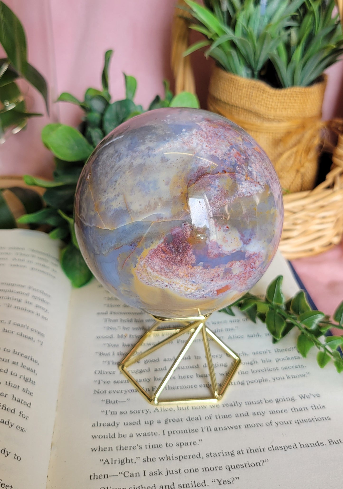 89mm Pastel Sea Jasper Sphere