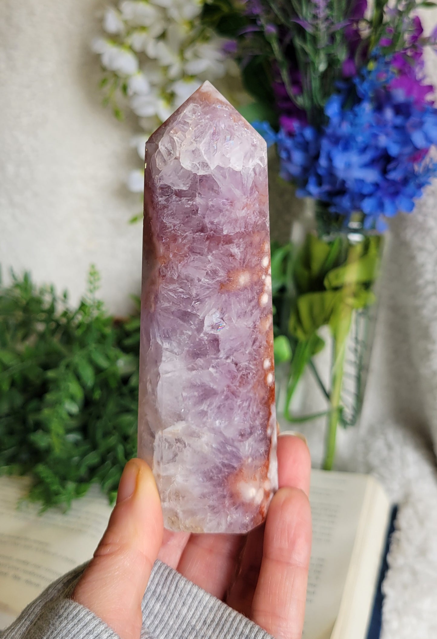 High quality pink amethyst tower