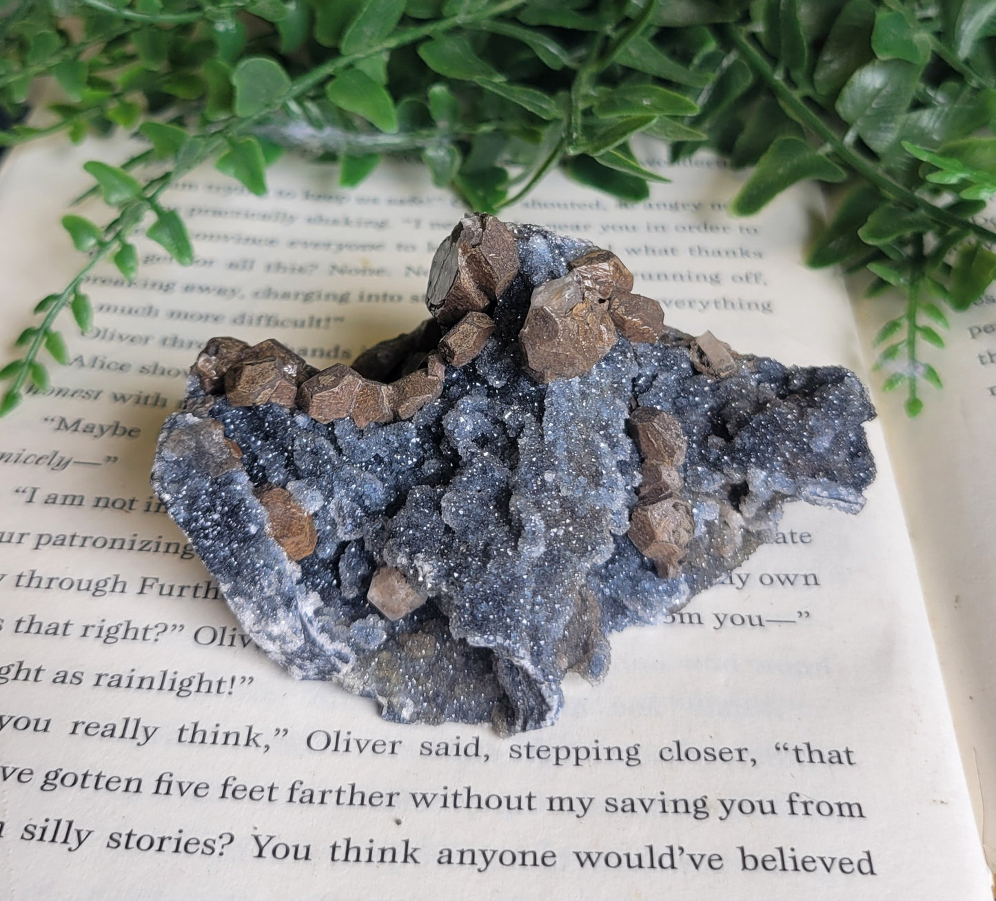 Black calcite druzy chalcedony specimen