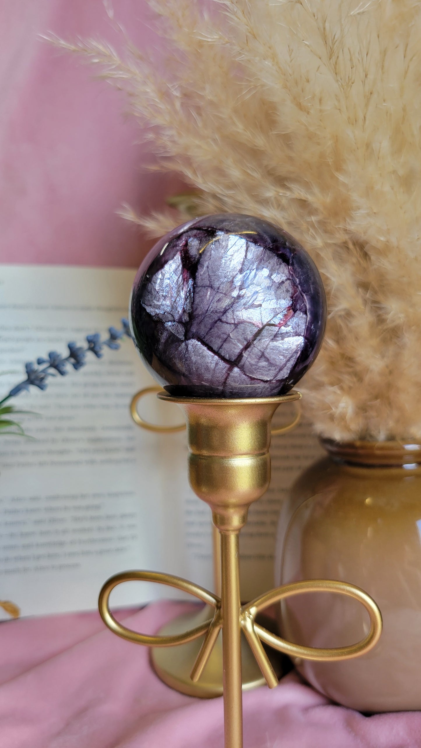 Gem lepidolite sphere 58mm