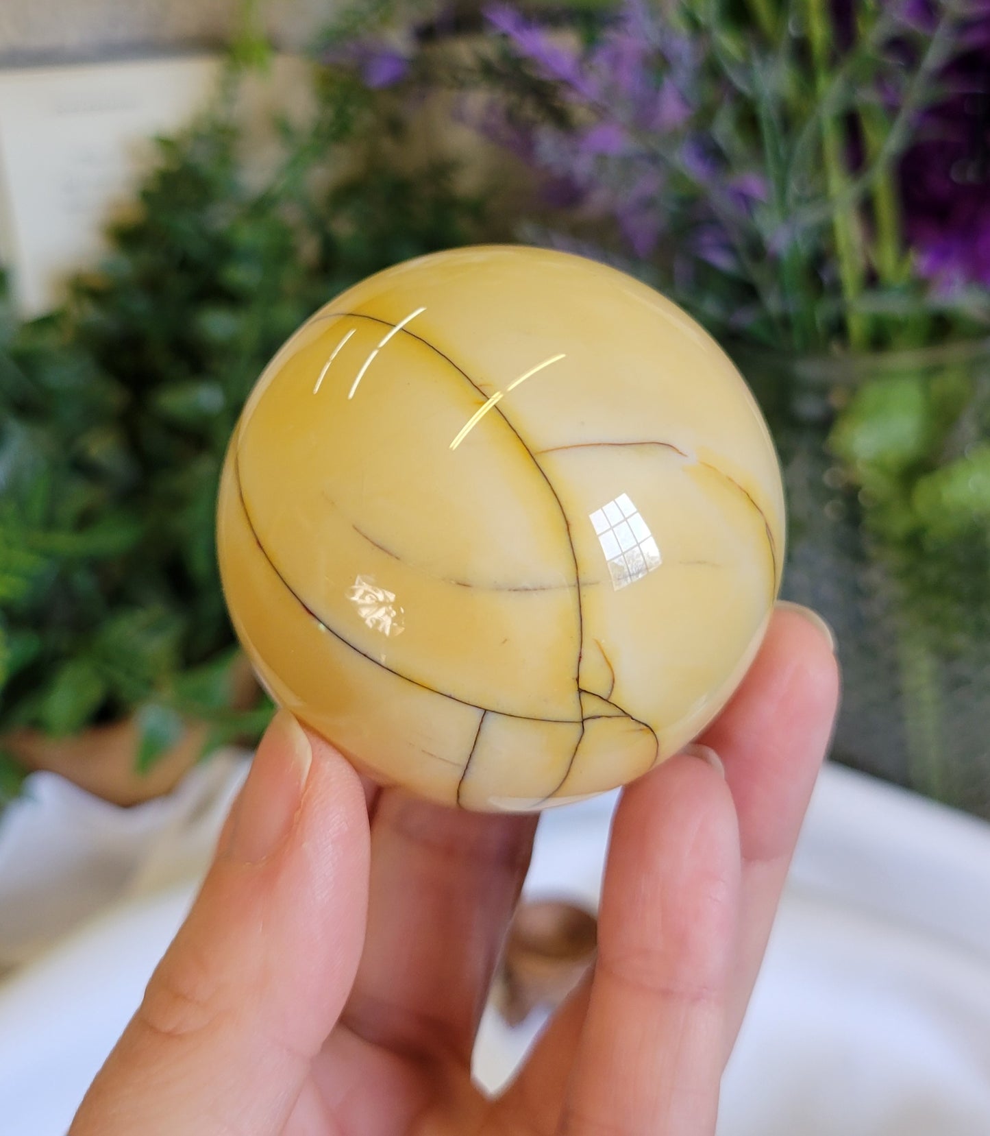 Sunny yellow Mookite Sphere 55mm