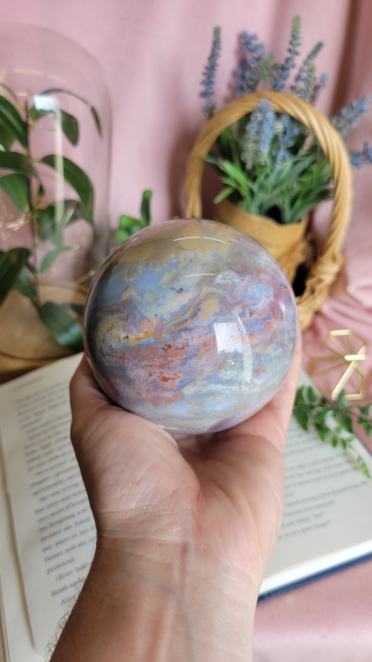 89mm Pastel Sea Jasper Sphere