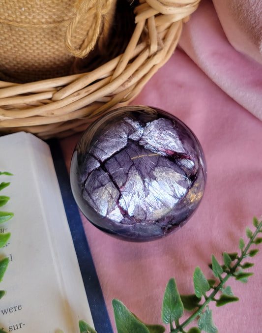 Gem lepidolite sphere 59mm