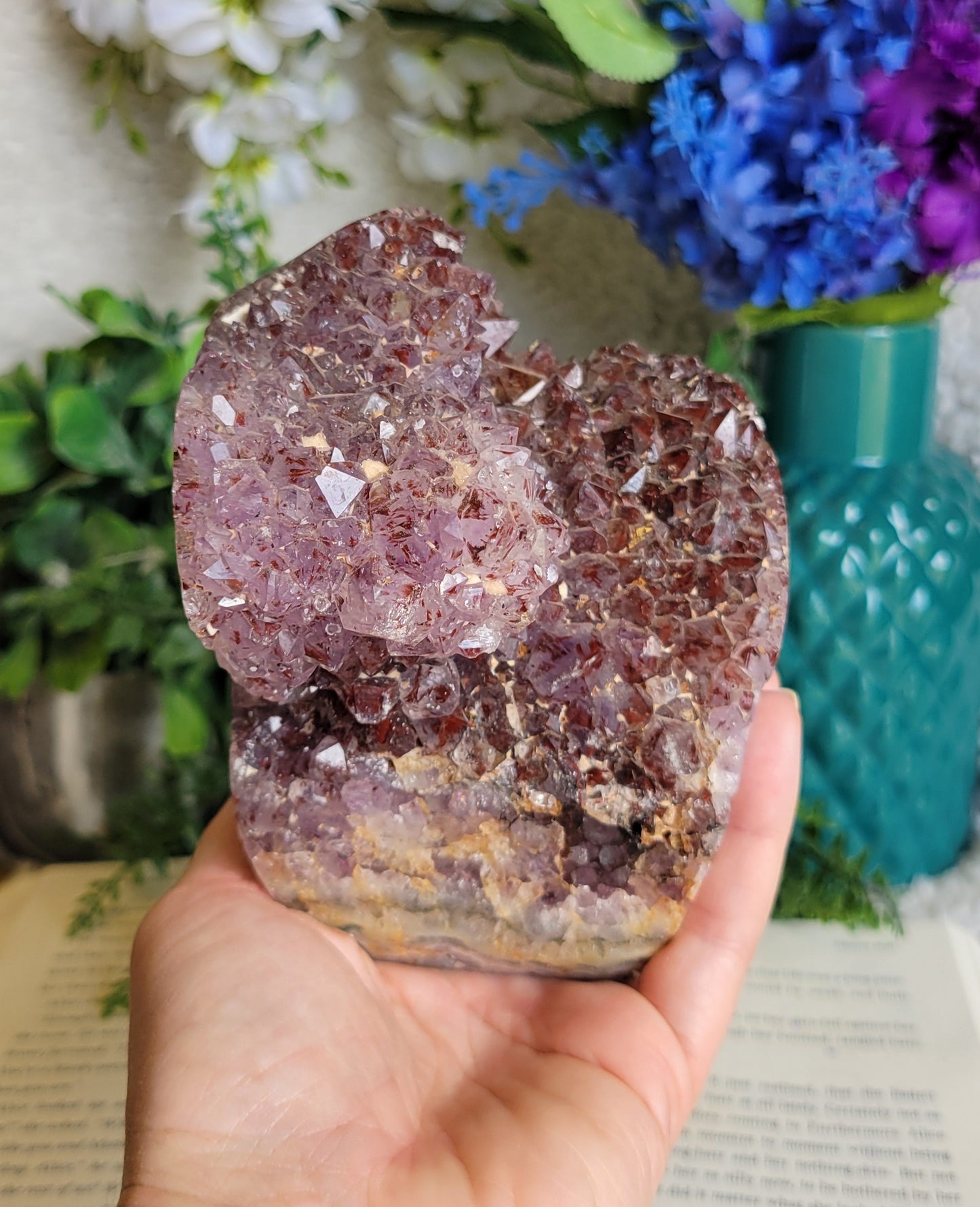 Purple amethyst red hematite statement piece