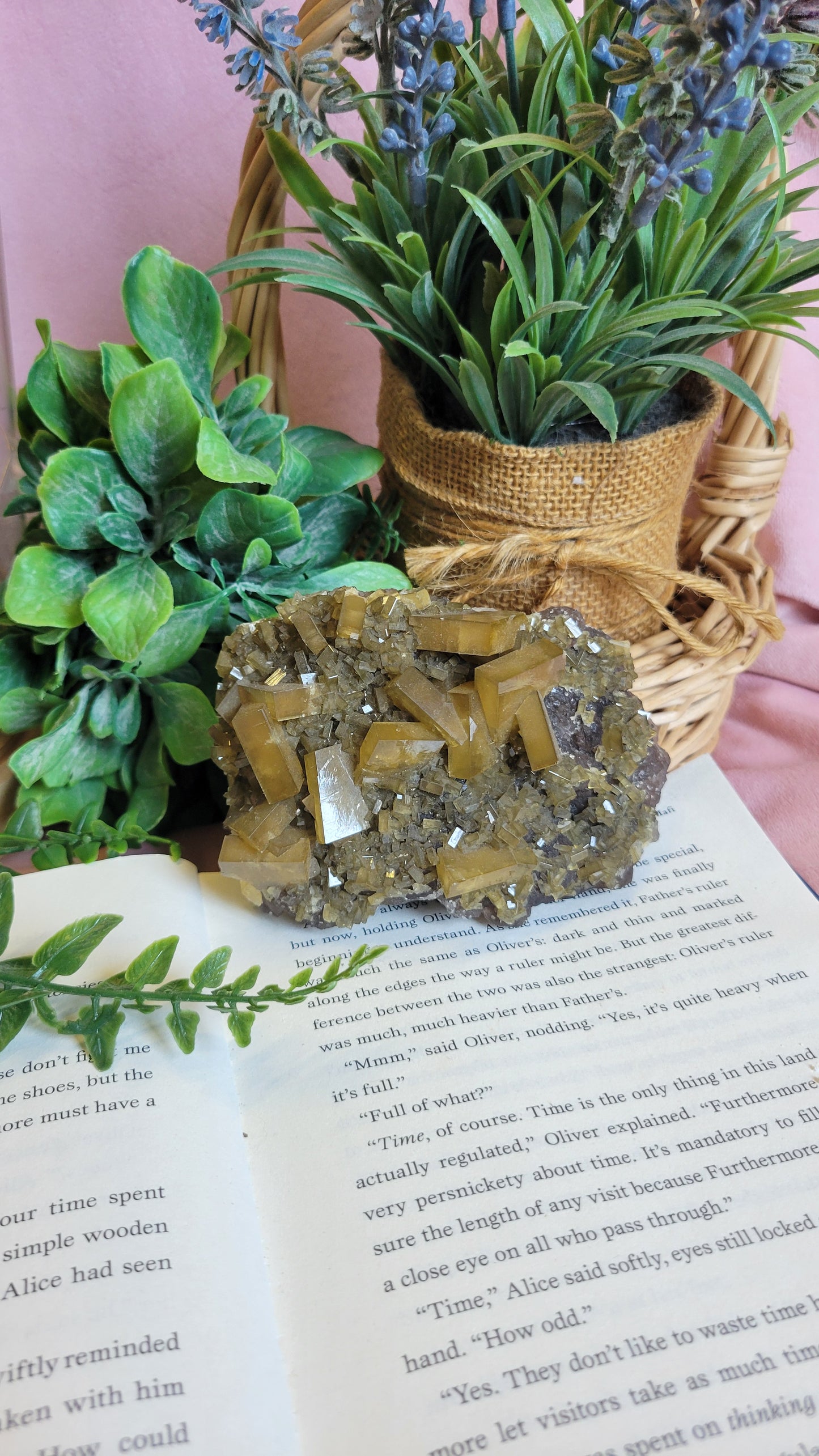 Golden Yellow Barite On Purple Botryoidal Fluorite