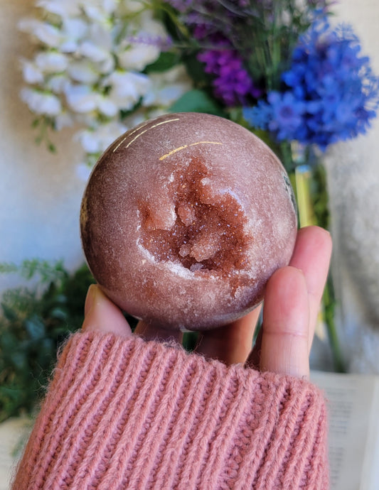 Druzy Pink Amethyst sphere 71mm