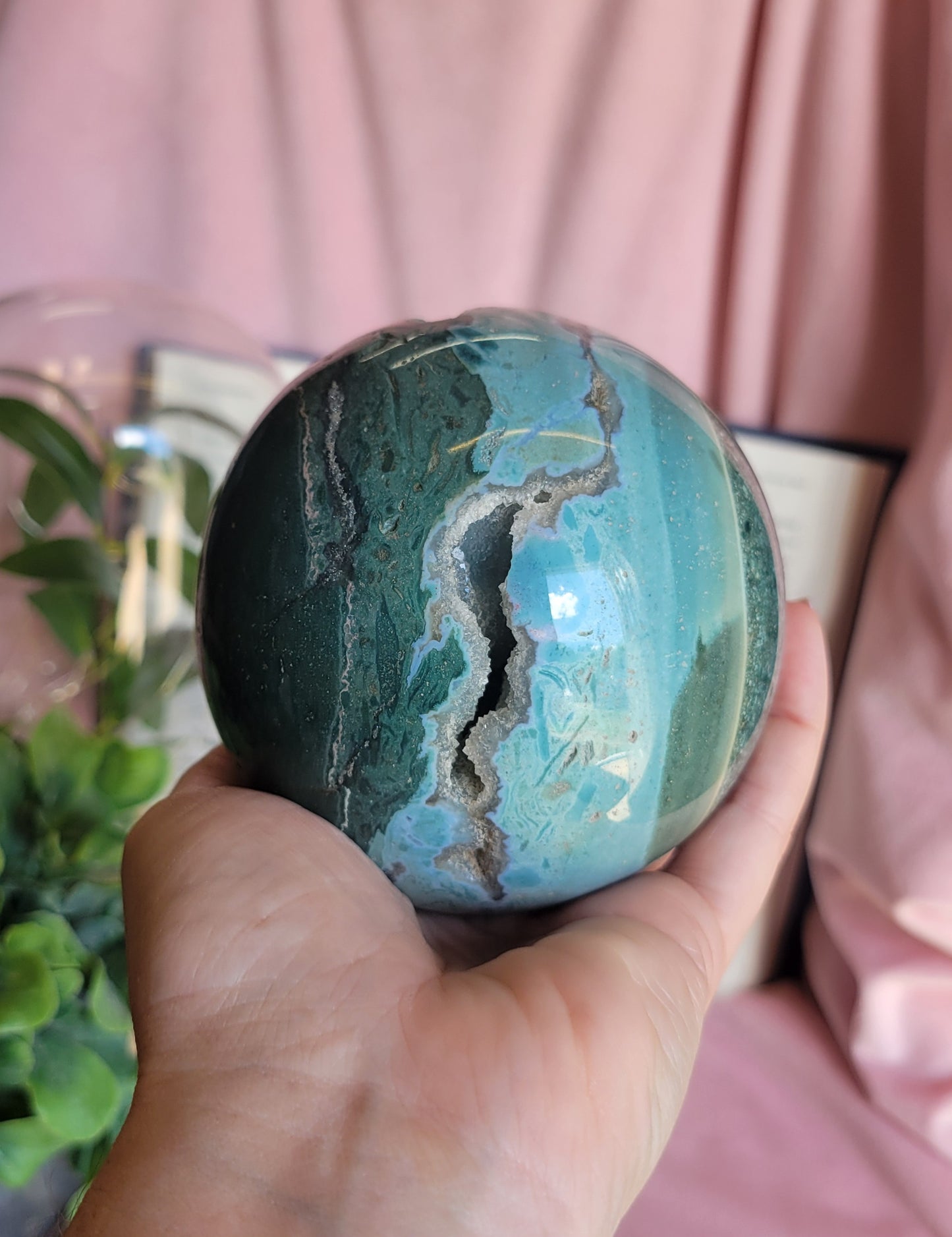 90mm Druzy Sea Jasper sphere