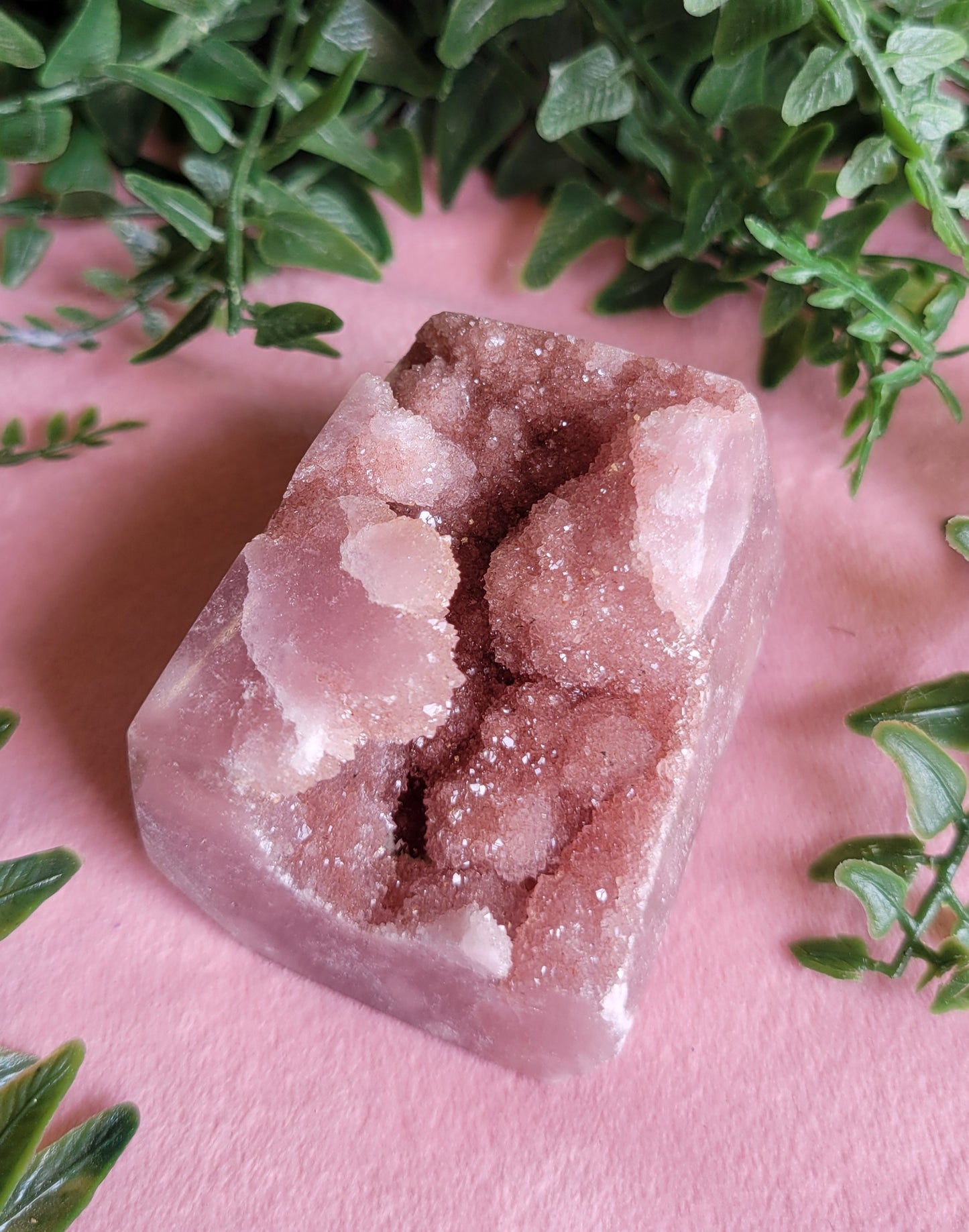 Druzy pink amethyst tower