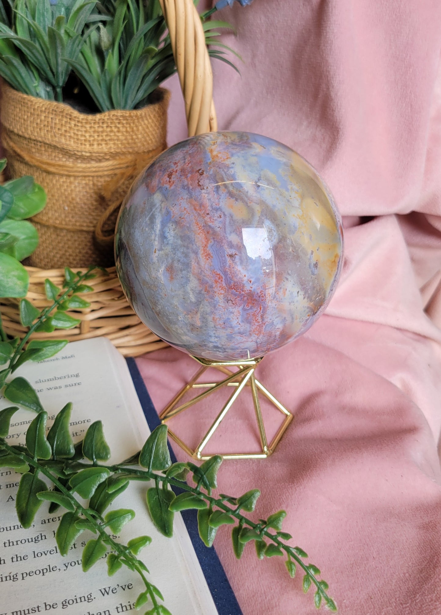 89mm Pastel Sea Jasper Sphere
