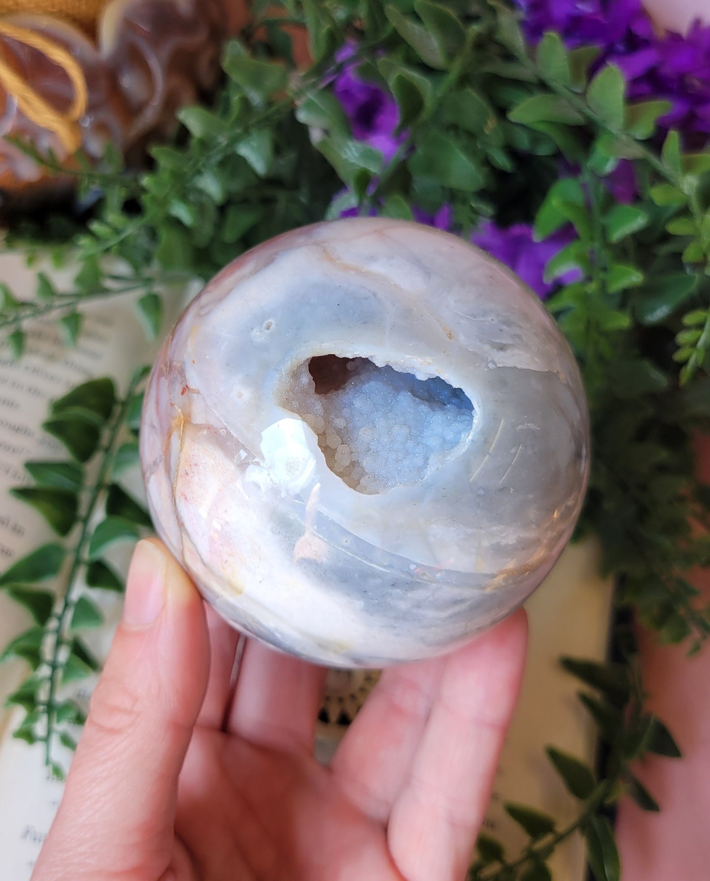 Druzy 75mm petrified wood sphere