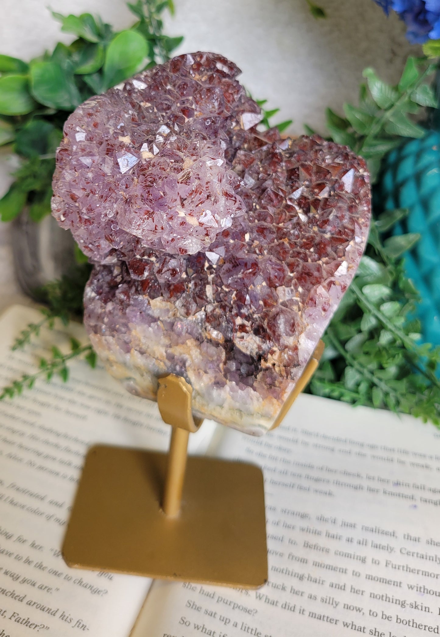 Purple amethyst red hematite statement piece