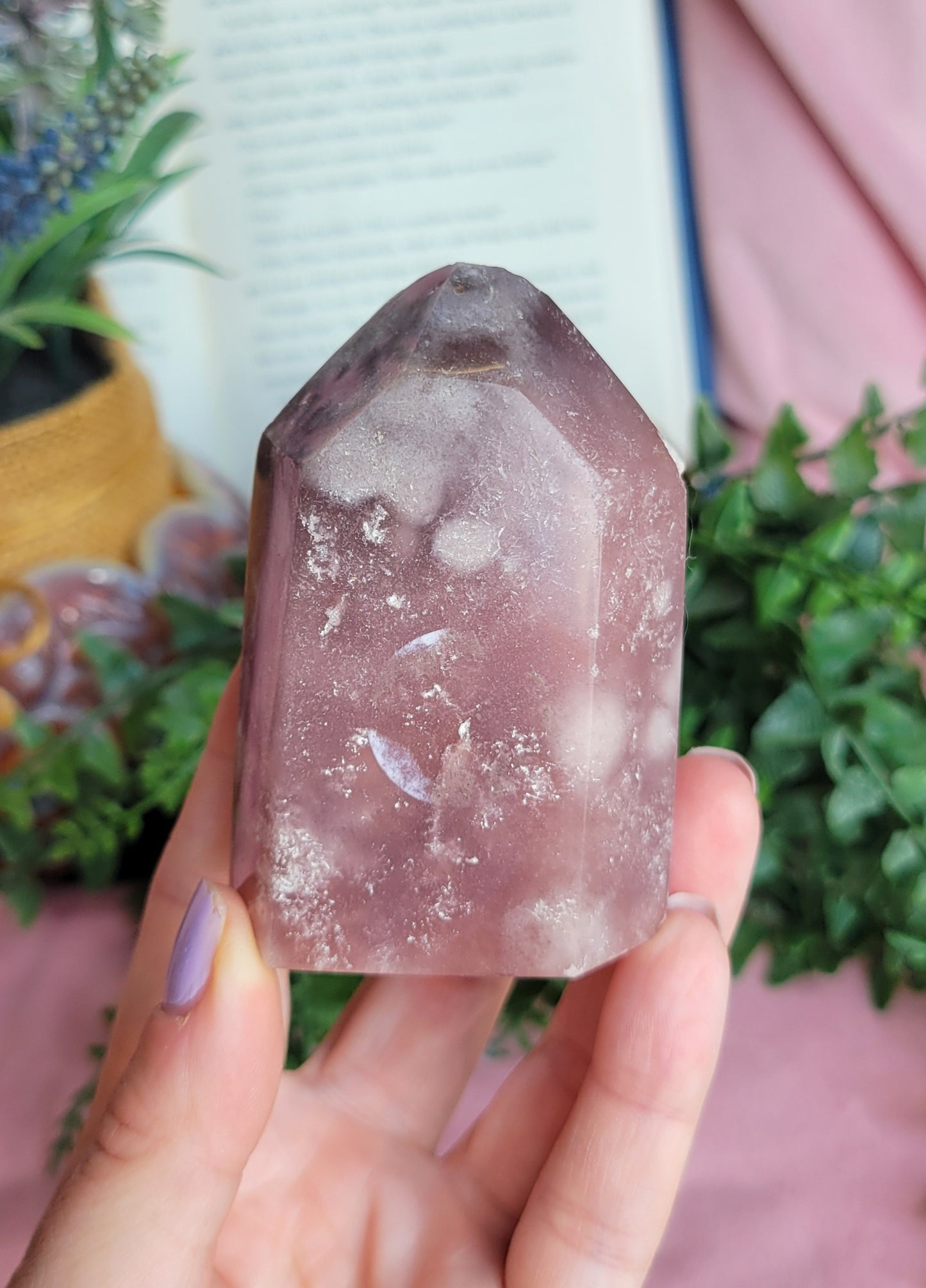 Druzy pink amethyst tower